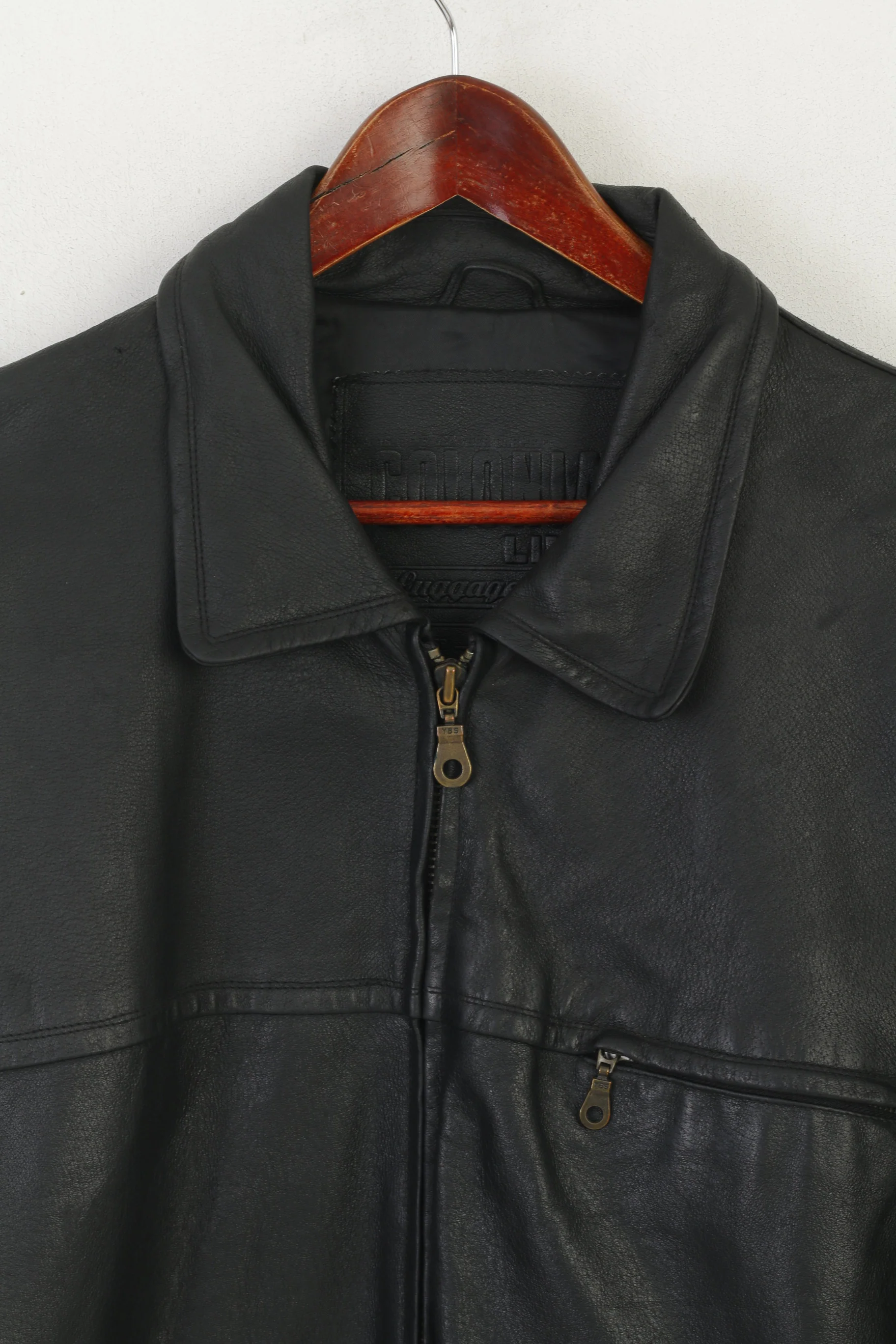 C&A Colonial Lines Men XL Jacket Black Leather Full Zip Biker Classic Top - Image 2