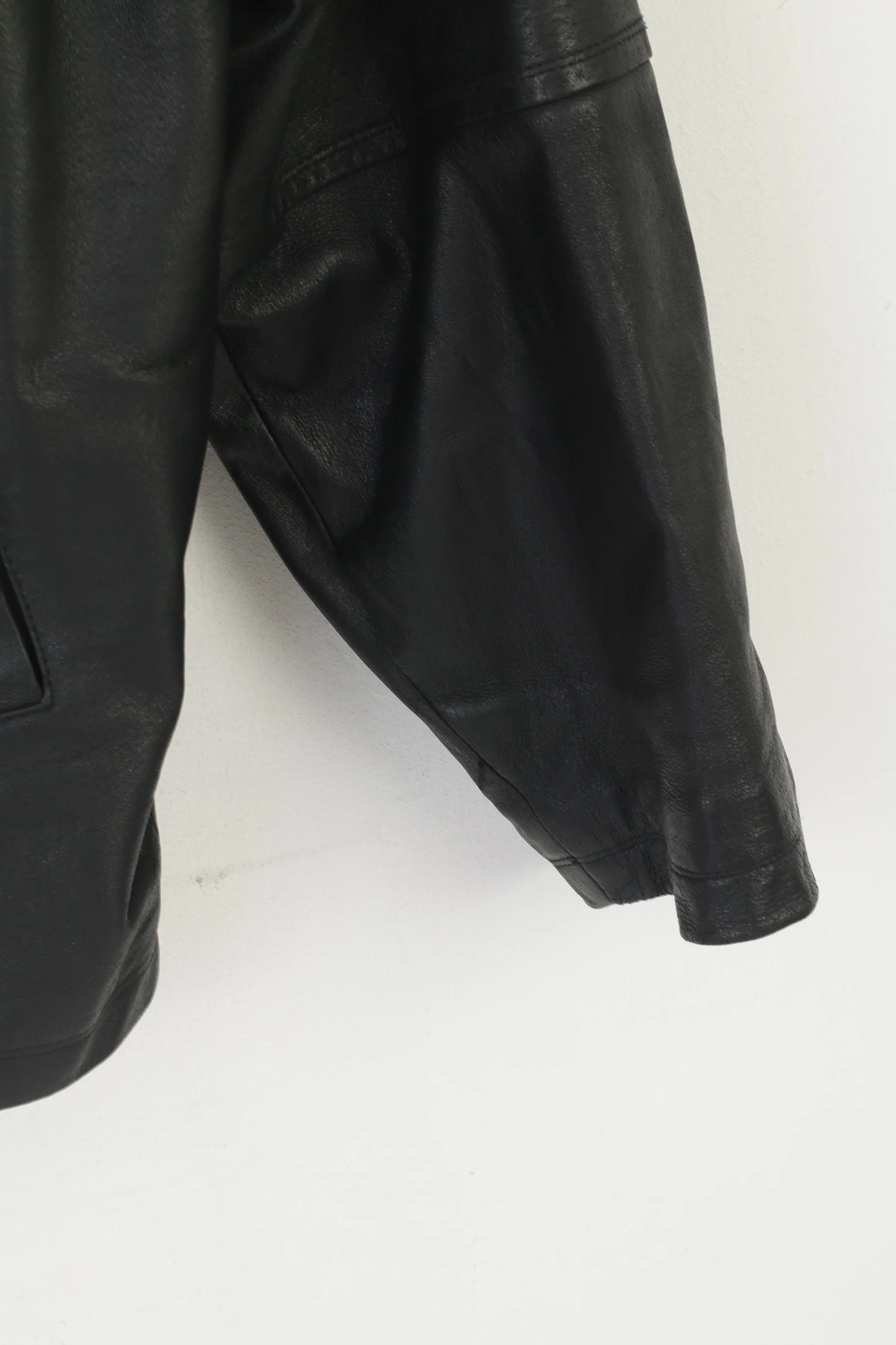 C&A Colonial Lines Men XL Jacket Black Leather Full Zip Biker Classic Top - Image 3