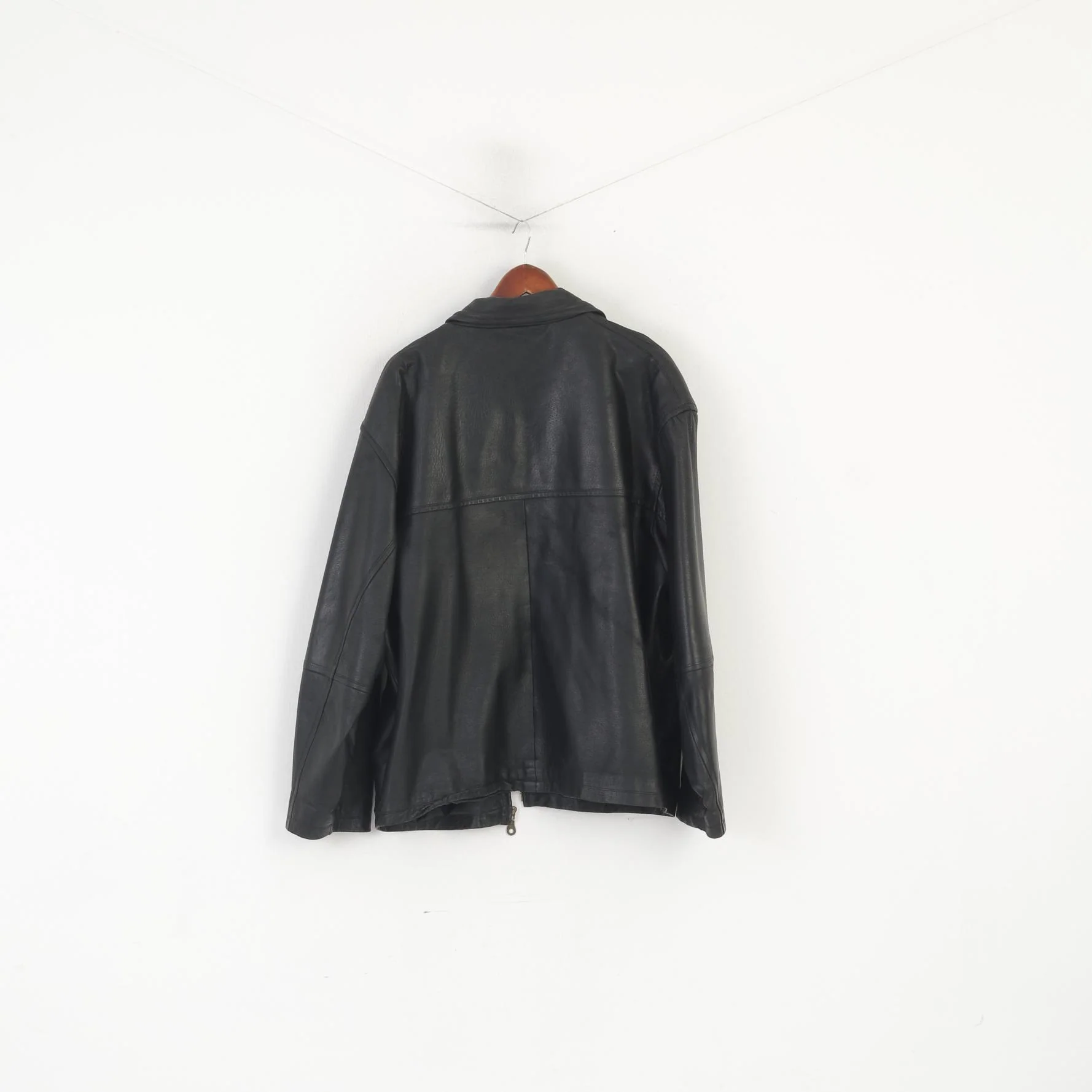 C&A Colonial Lines Men XL Jacket Black Leather Full Zip Biker Classic Top - Image 7