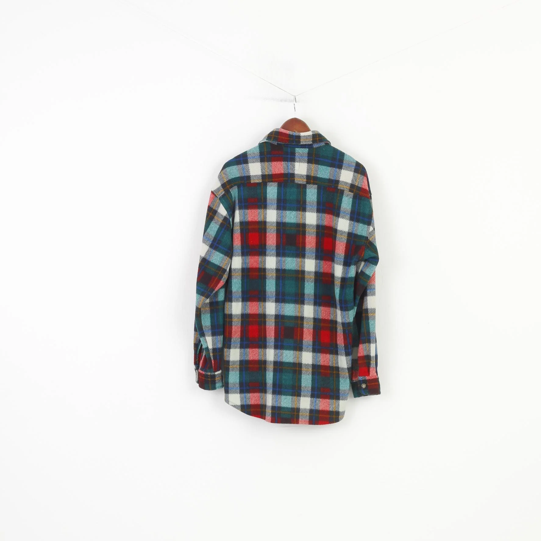 C&A Men M Casual Shirt Checkered Long Sleeve Green Red Fashion Vintage Top - Image 7