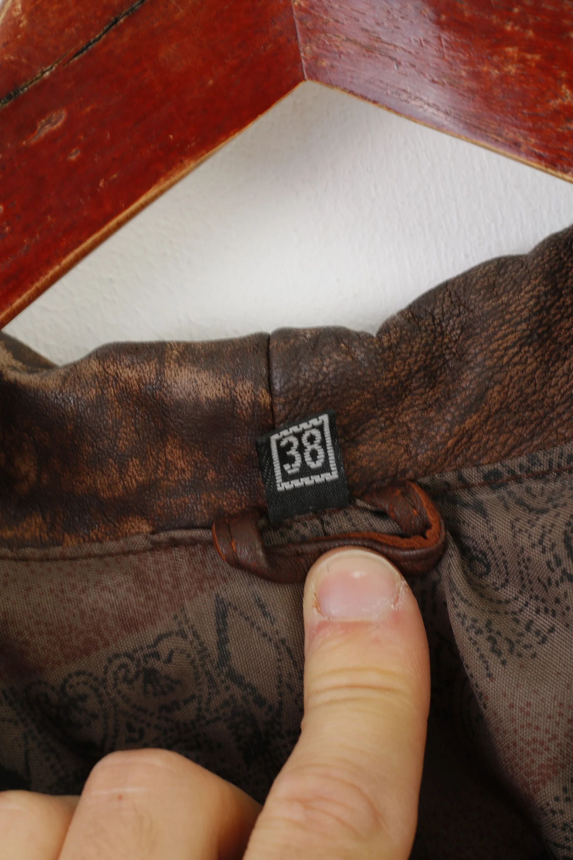 C&A Women 38 S Leather Jacket Brown Vintage 90s Leder Cropped Biker Top - Image 4