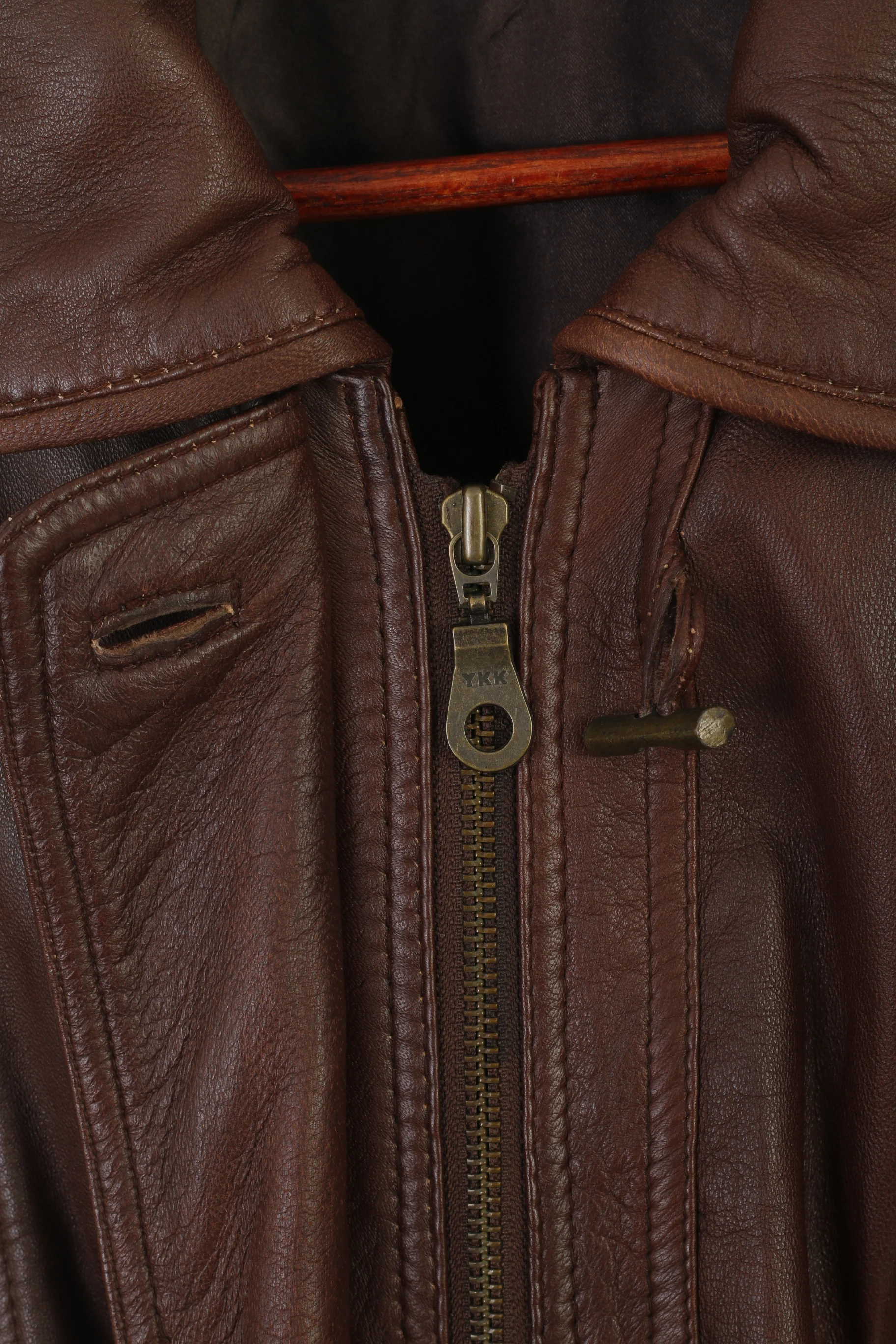 C&A Your 6th Sense Women 14 40 Jacket Brown Leather Full Zipper Vintage Retro Top - Image 4
