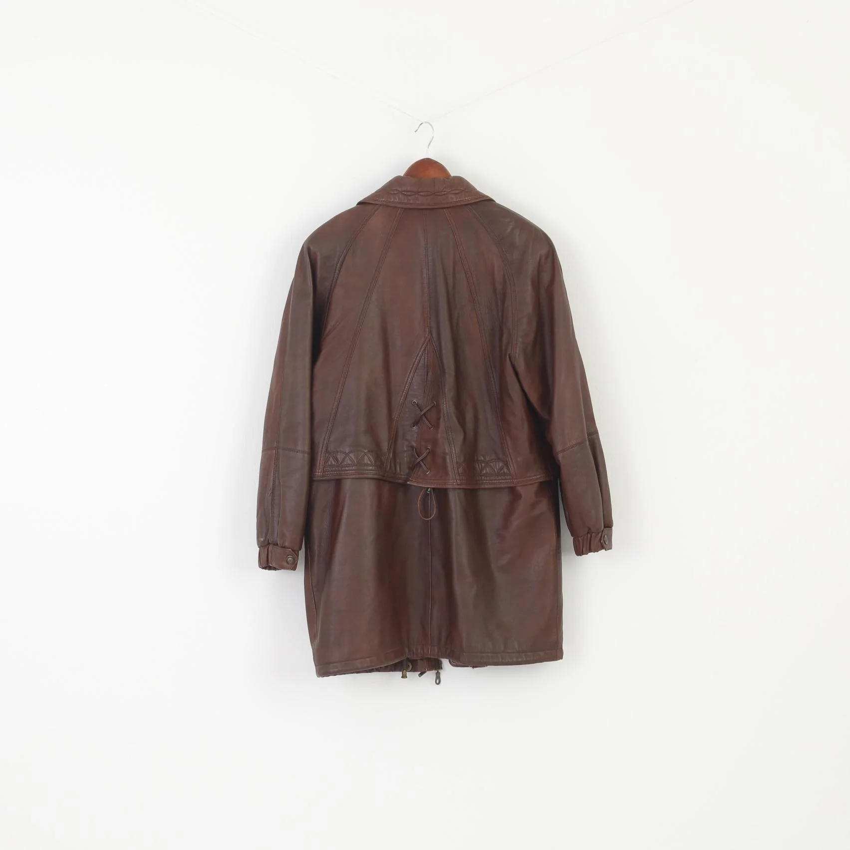 C&A Your 6th Sense Women 14 40 Jacket Brown Leather Full Zipper Vintage Retro Top - Image 9