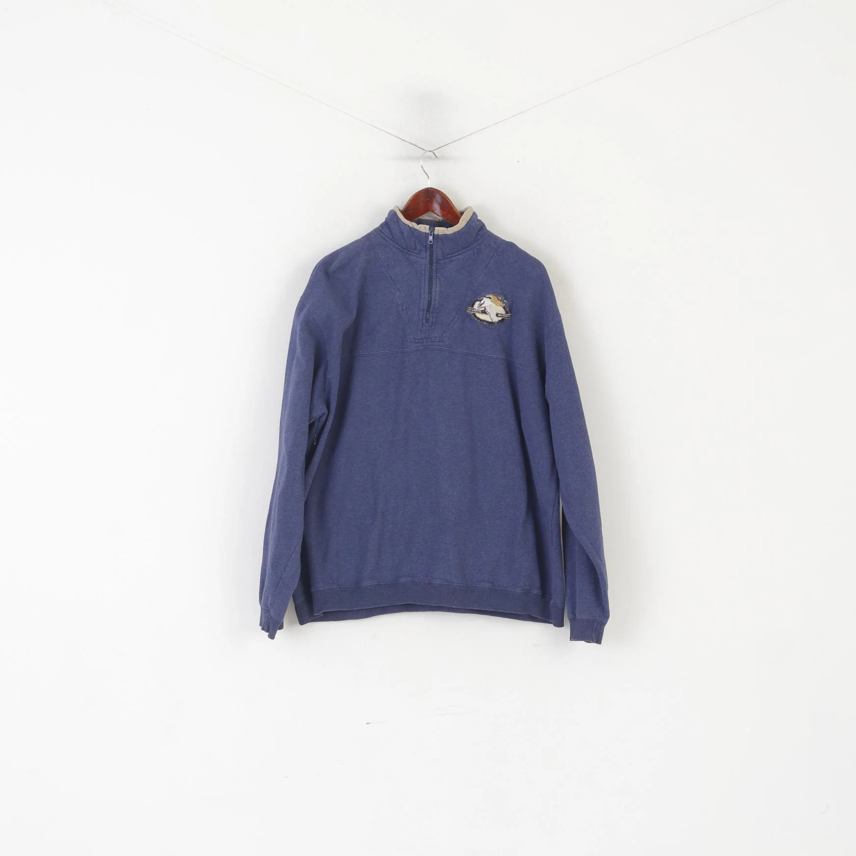 Cabela's Men 2XL Sweatshirt Navy Cotton Vintage Duck Zip Neck Outdoor Top