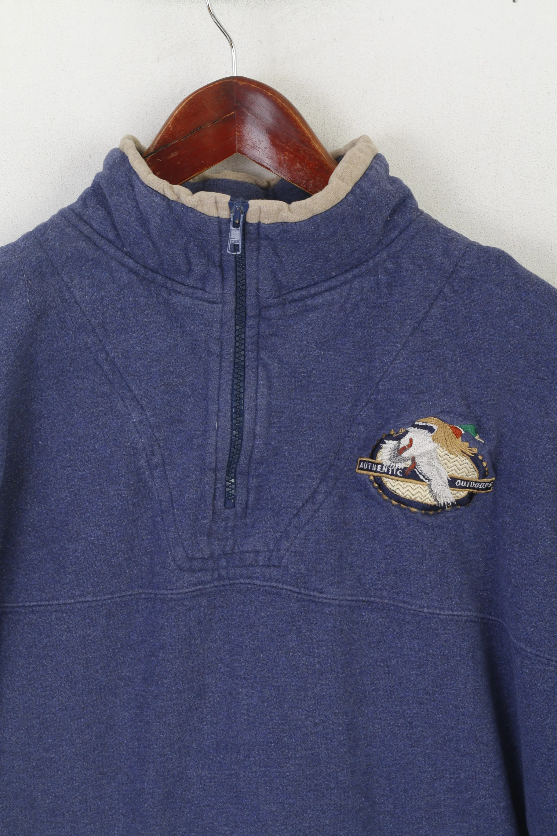 Cabela's Men 2XL Sweatshirt Navy Cotton Vintage Duck Zip Neck Outdoor Top - Image 2