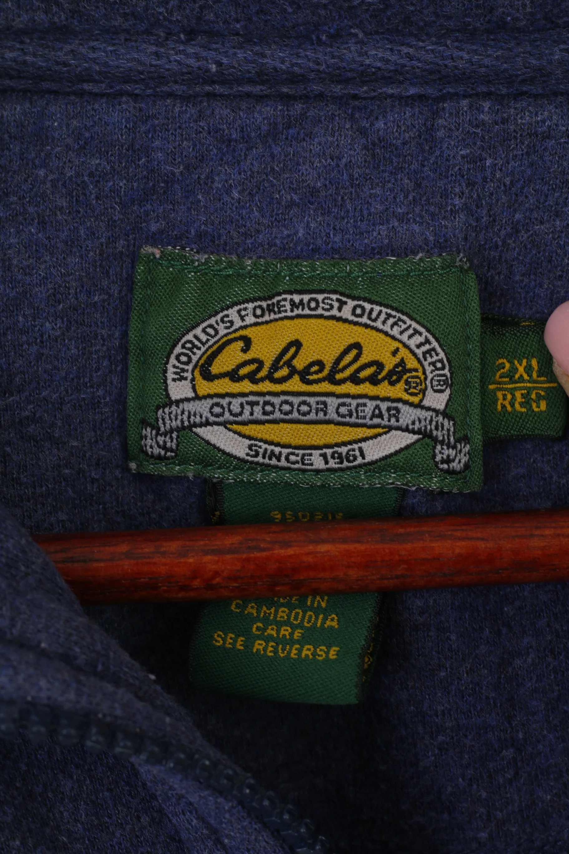 Cabela's Men 2XL Sweatshirt Navy Cotton Vintage Duck Zip Neck Outdoor Top - Image 4