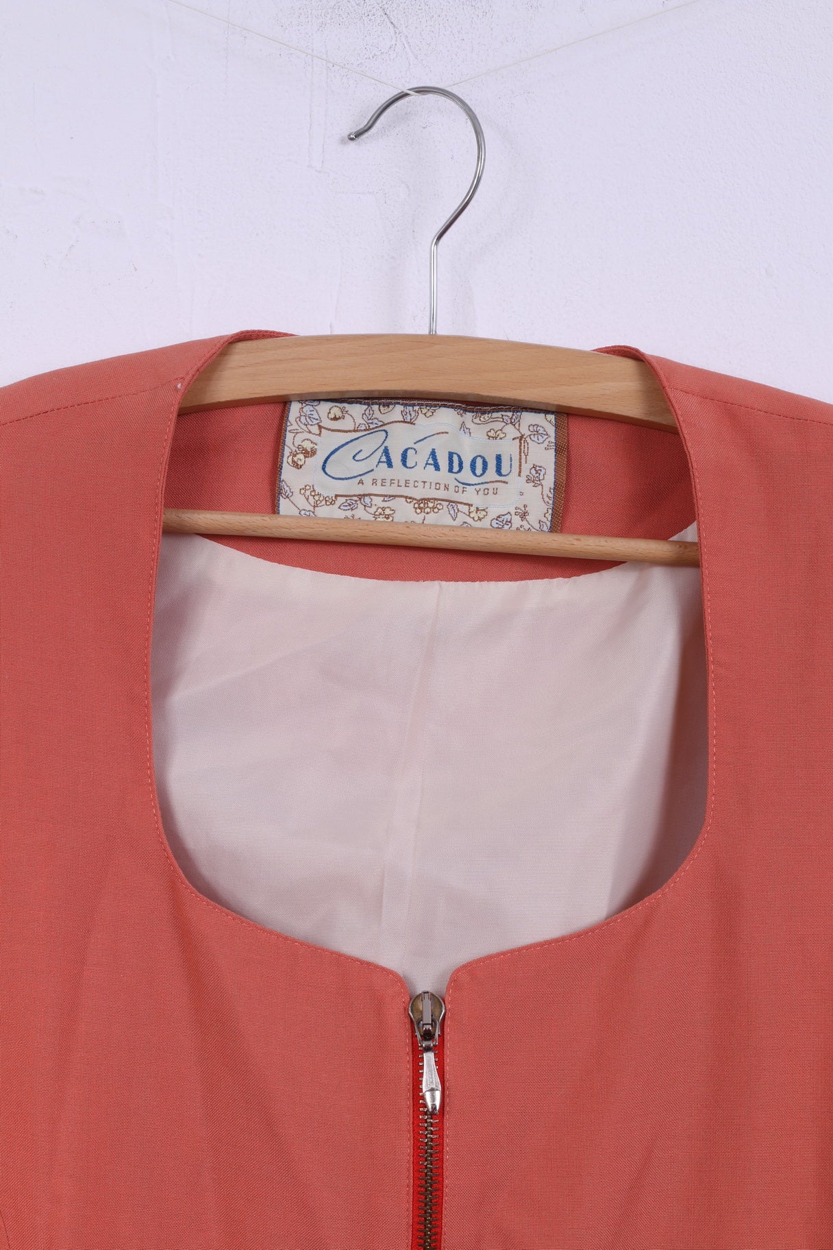 Cacadou A Reflection OF You Womens 40 L Blazer Peach Full Zipper Wool Jacket Top - Image 2