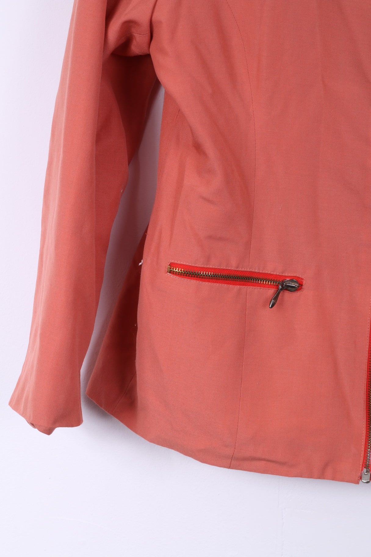 Cacadou A Reflection OF You Womens 40 L Blazer Peach Full Zipper Wool Jacket Top - Image 3