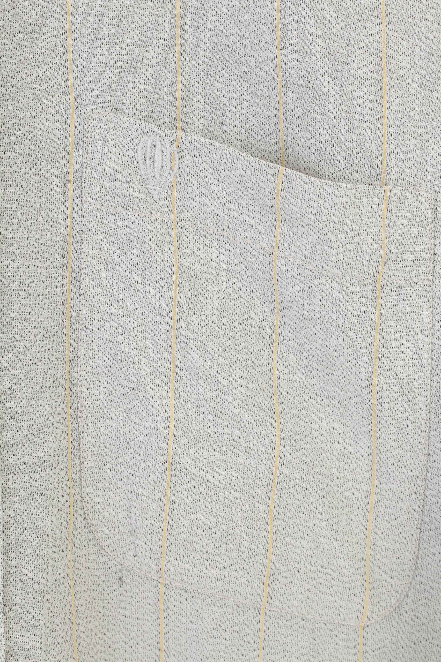 Cacharel Men 16 41 M Casual Shirt Striped Light Grey Buttons Down Collar Long Sleeve Top - Image 4