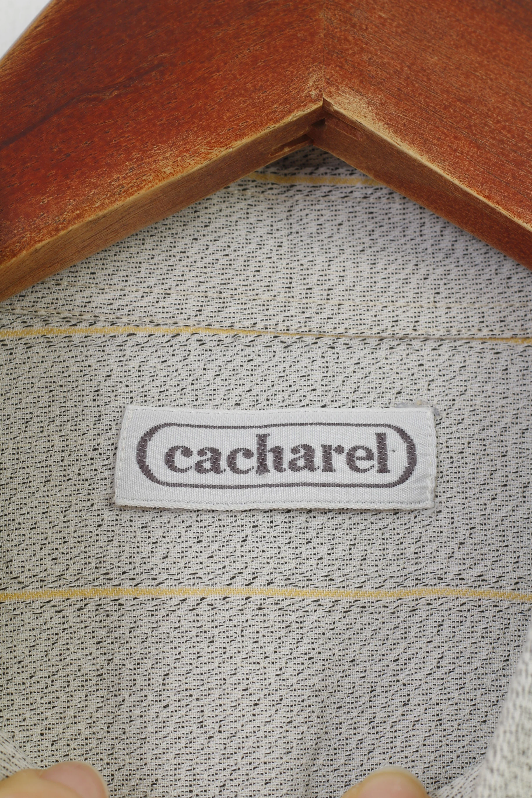 Cacharel Men 16 41 M Casual Shirt Striped Light Grey Buttons Down Collar Long Sleeve Top - Image 5