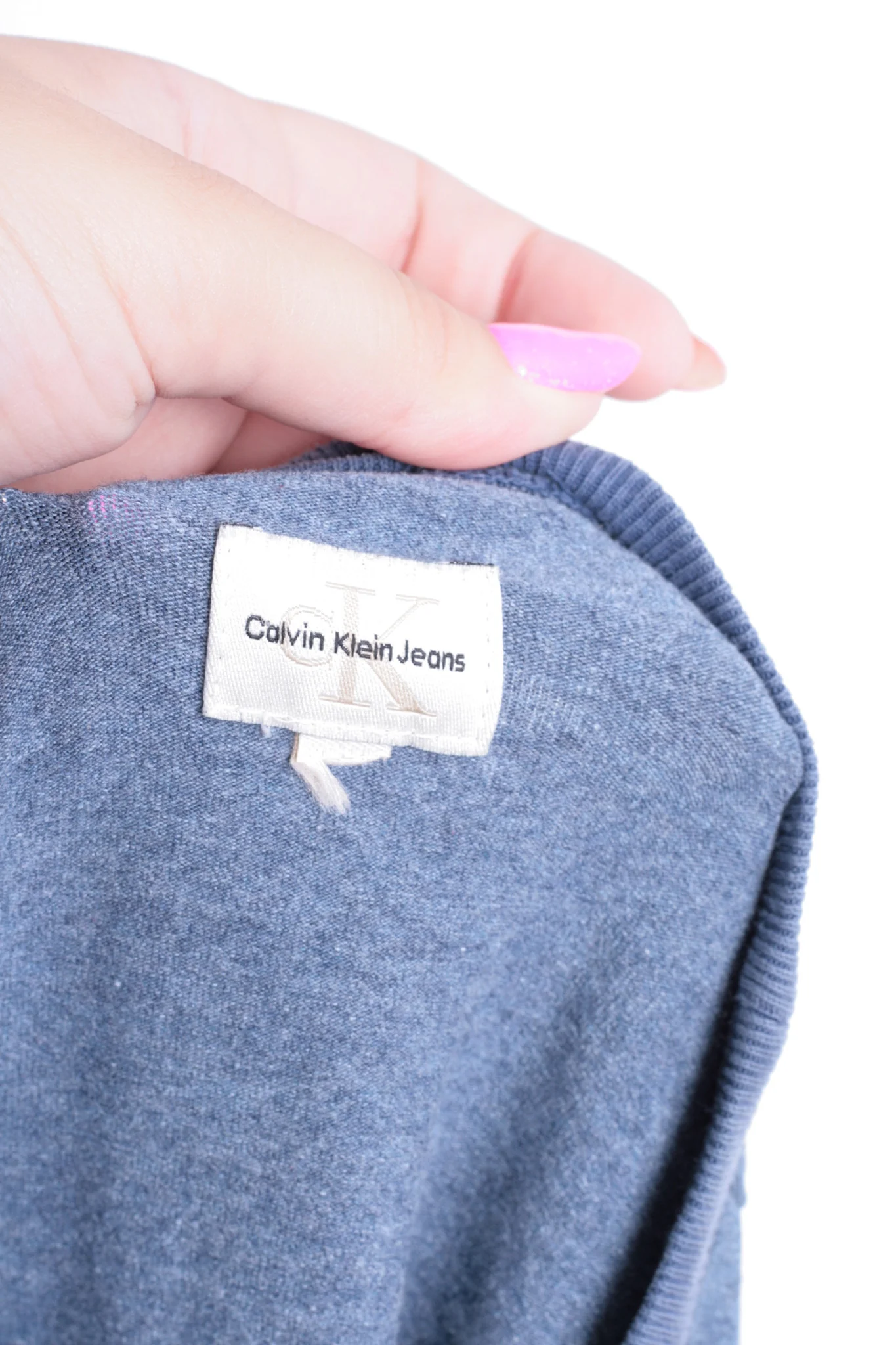 Calvin Klein Jeans Mens XL Shirt Crew Neck Navy Blue Short Sleeve Summer - Image 5