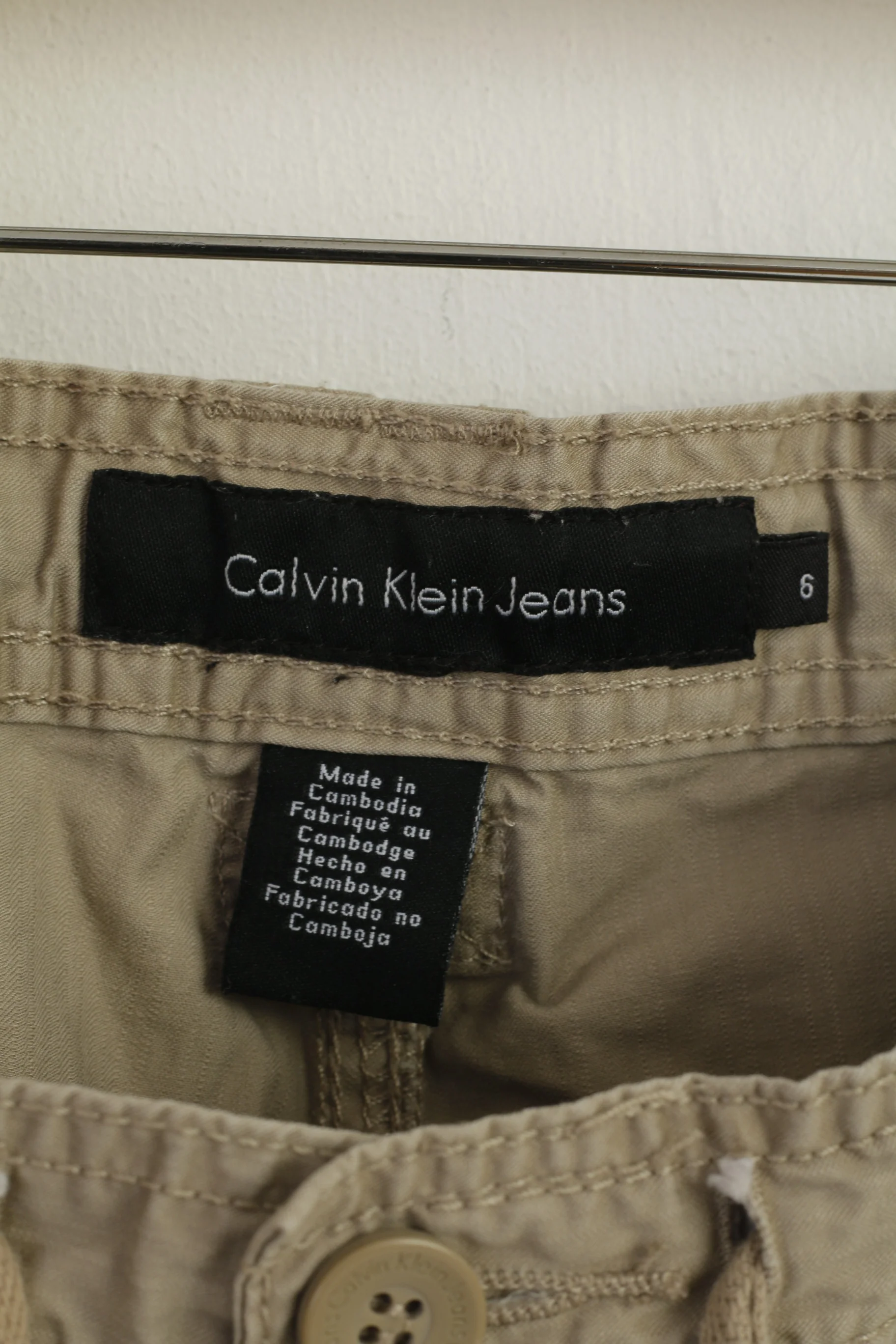 Calvin Klein Jeans Women 6 S Trousers Beige Cotton Militias Classic Pants - Image 4