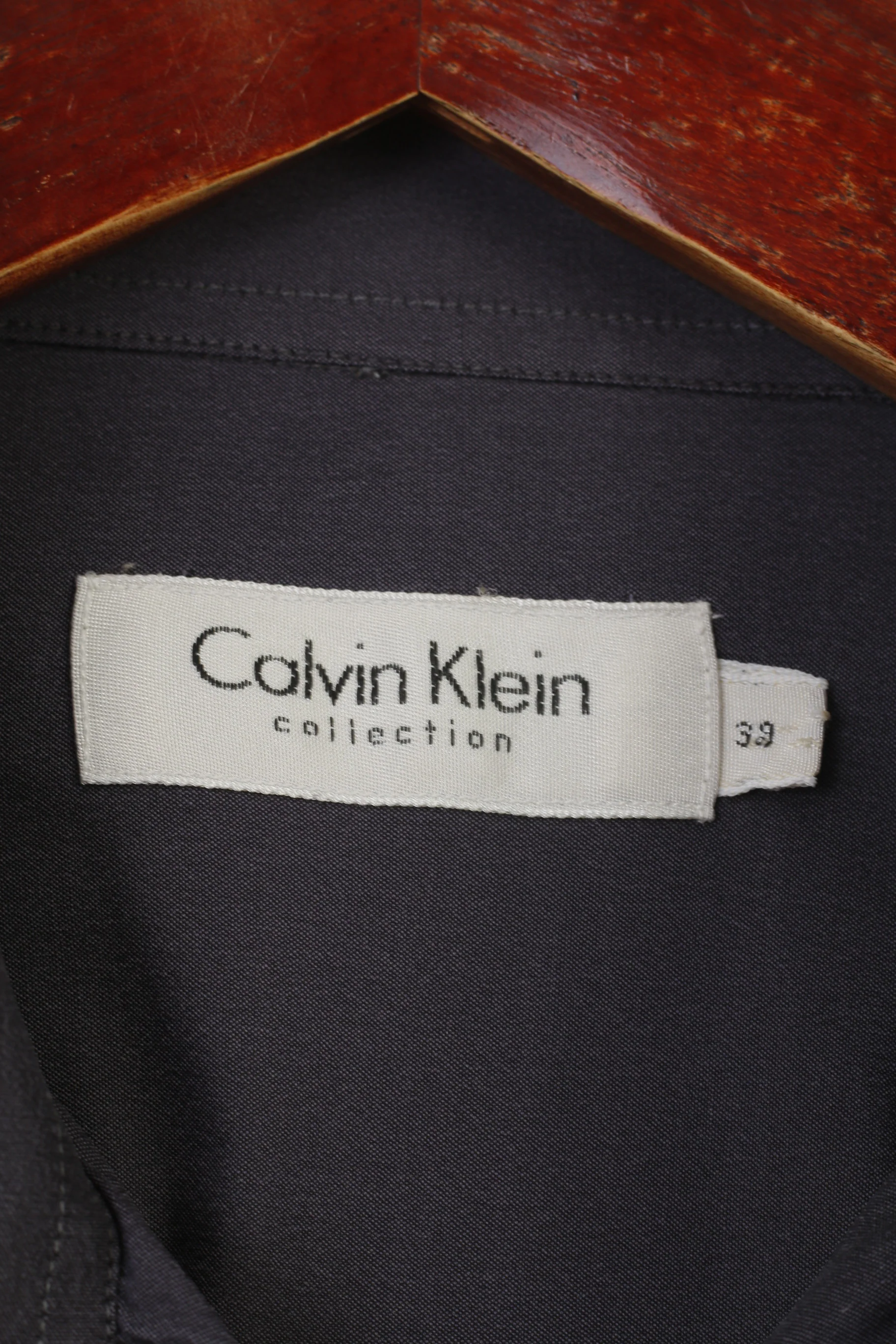 Calvin Klein Men 39 M Casual Shirt Grey Long Sleeve Collar Collection Cotton Top - Image 4