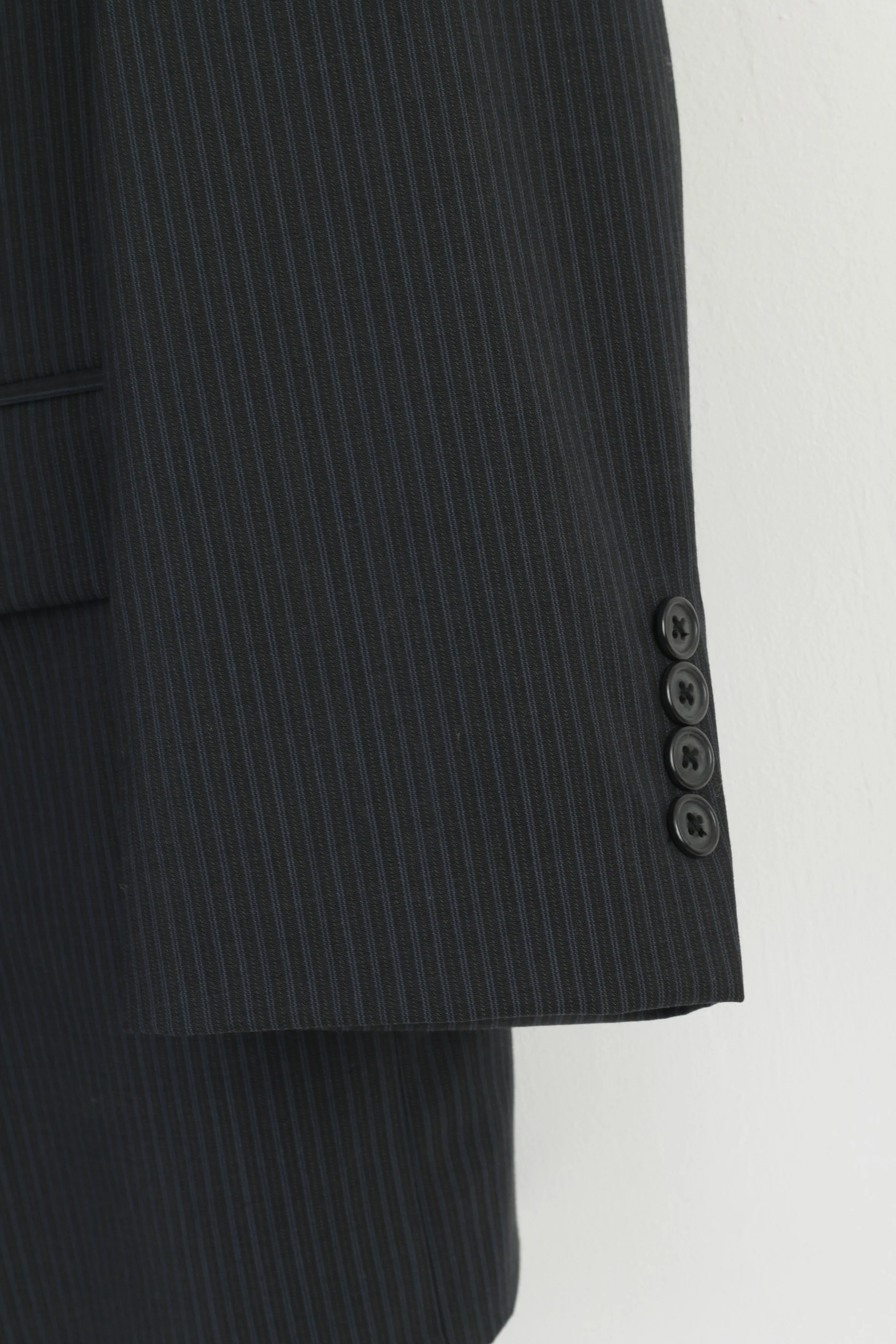 Calvin Klein Men 44 R Jacket Navy Striped Single Breasted 100% Wool Blazer - Image 5
