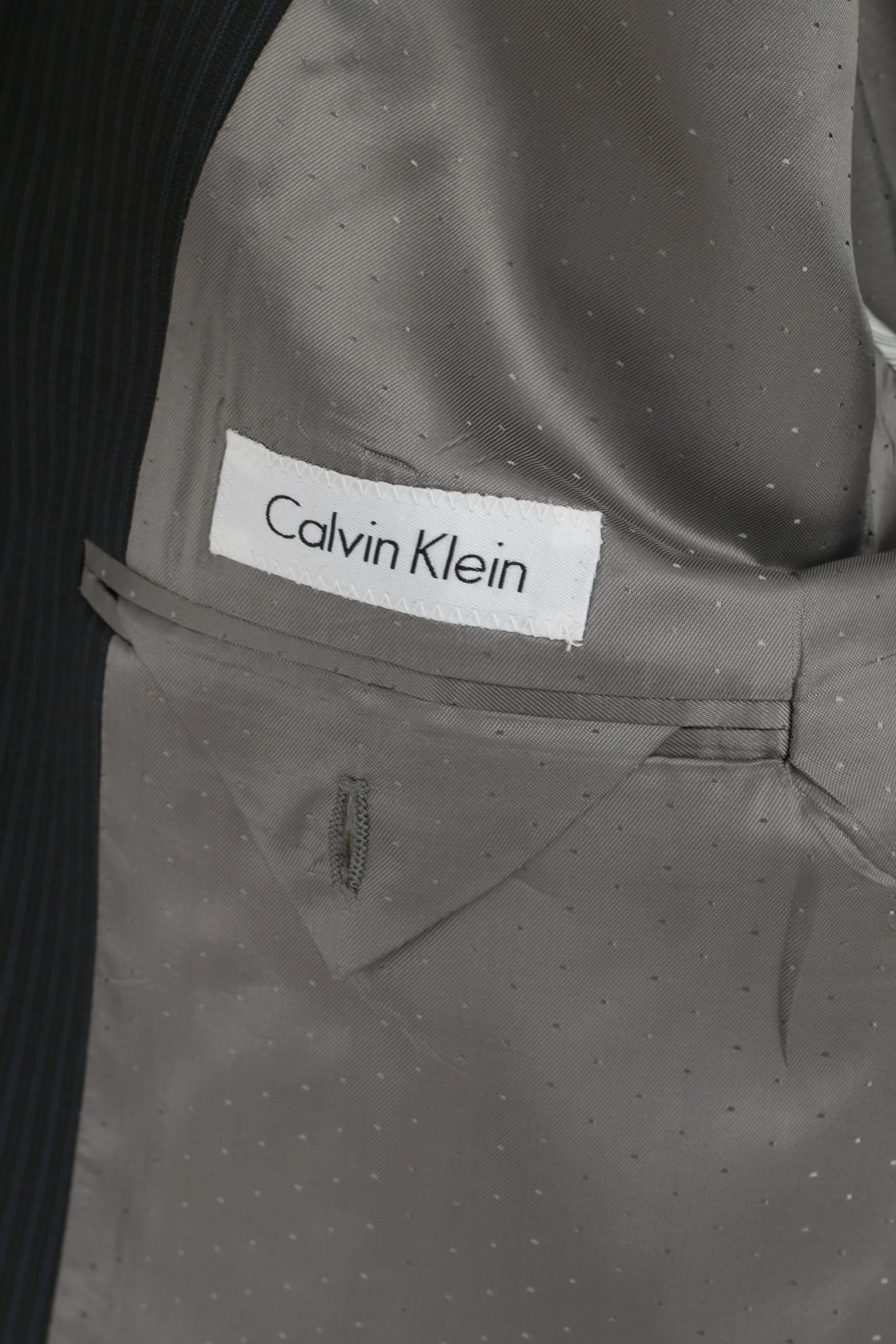 Calvin Klein Men 44 R Jacket Navy Striped Single Breasted 100% Wool Blazer - Image 6