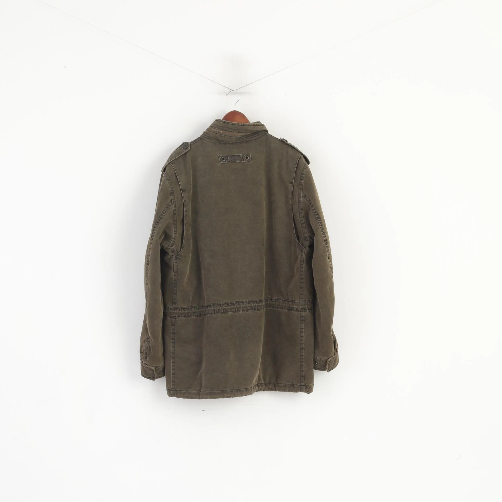 Camel Active Men 54 L Jacket Green Padded Cotton Parka Full Zip Hidden Hood Denim Top - Image 10