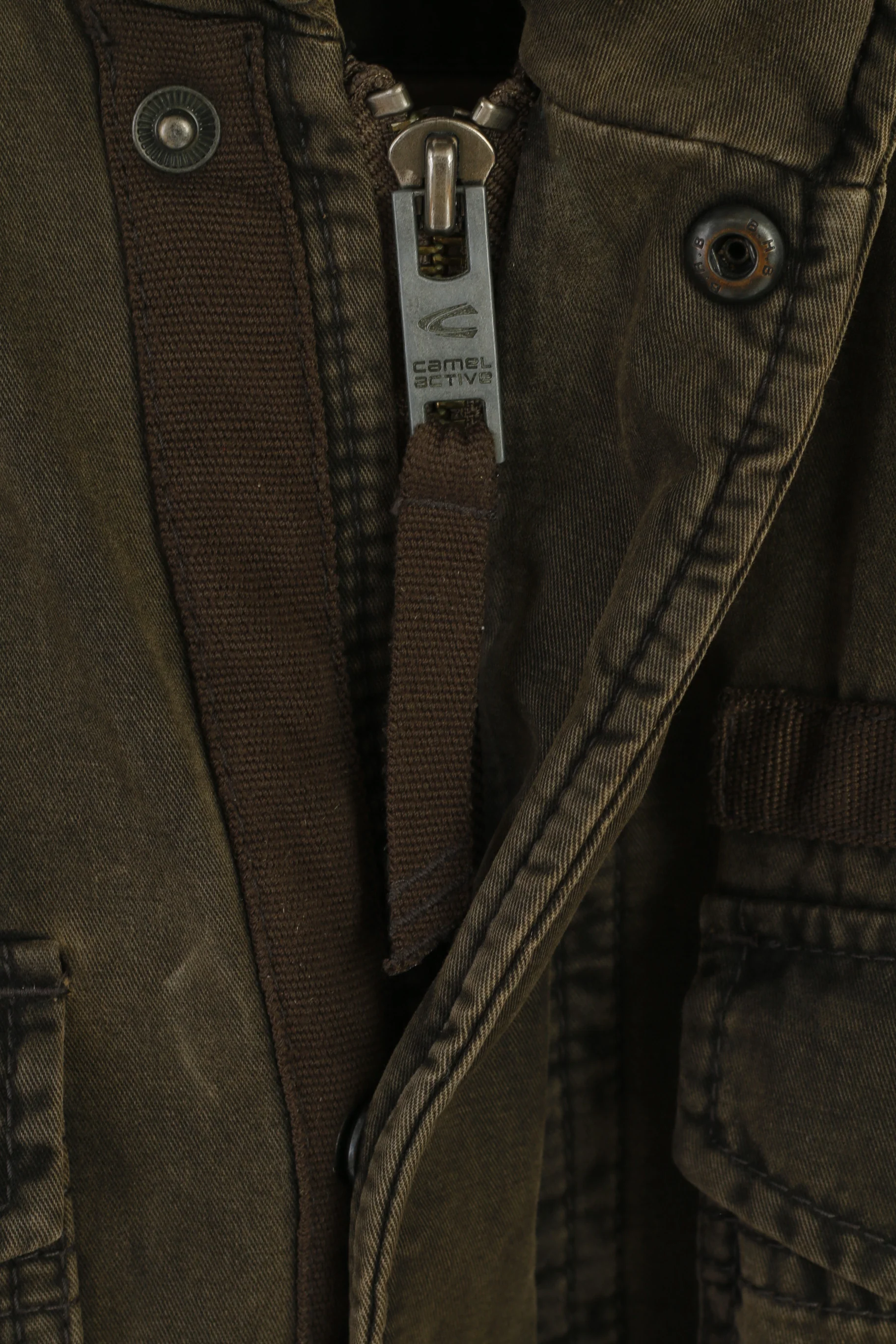 Camel Active Men 54 L Jacket Green Padded Cotton Parka Full Zip Hidden Hood Denim Top - Image 5