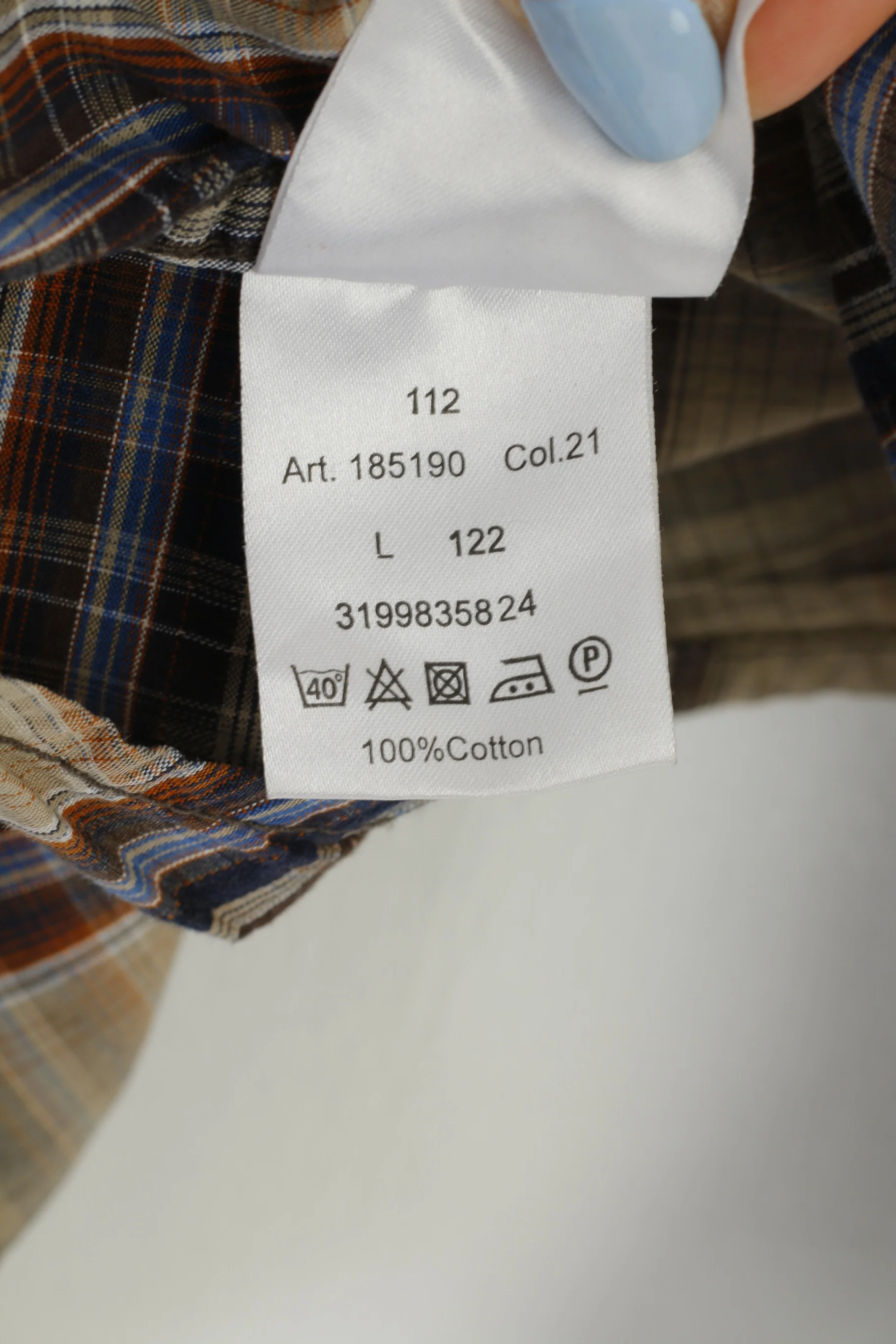 Camel Active Men L Casual Shirt Checkered Long Sleeve Brown Collar Cotton Top - Image 6