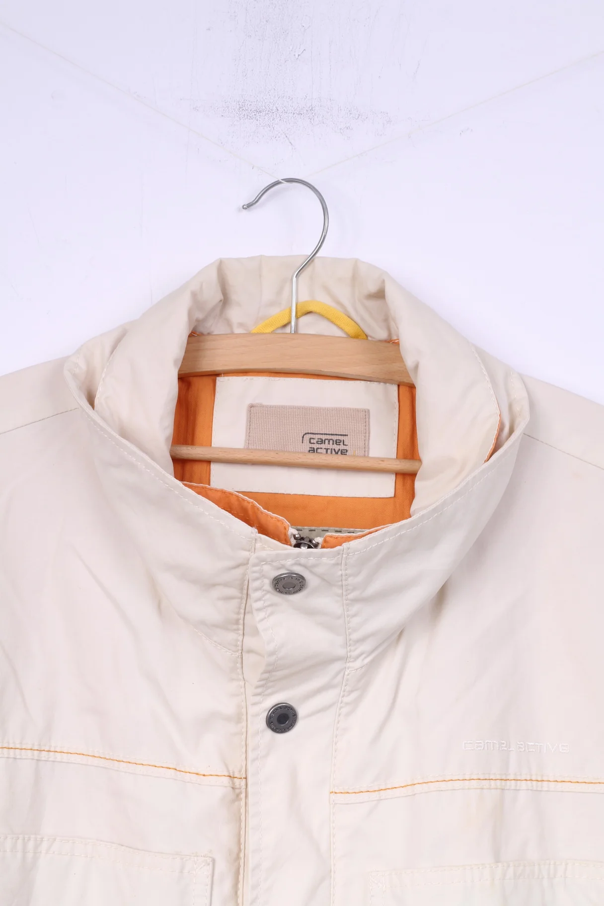 Camel Active Men 54 L Jacket Cream Lightweight Cotton Full Zipper Technical Top - Image 3