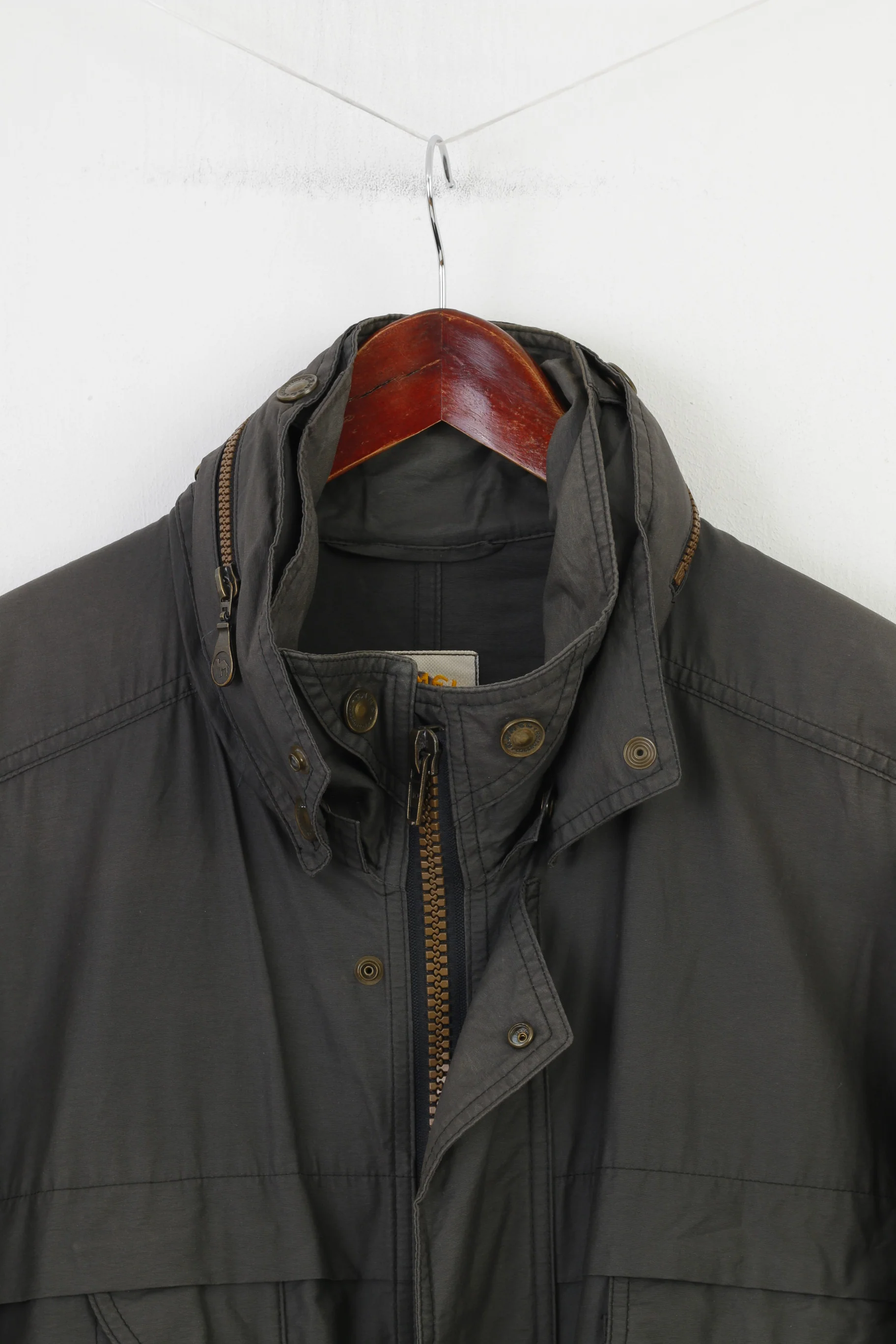Camel Men 50 XL Jacket Khaki Cotton Vintage Outdoor Double Zipper Retractable Hood Tradition Top - Image 2