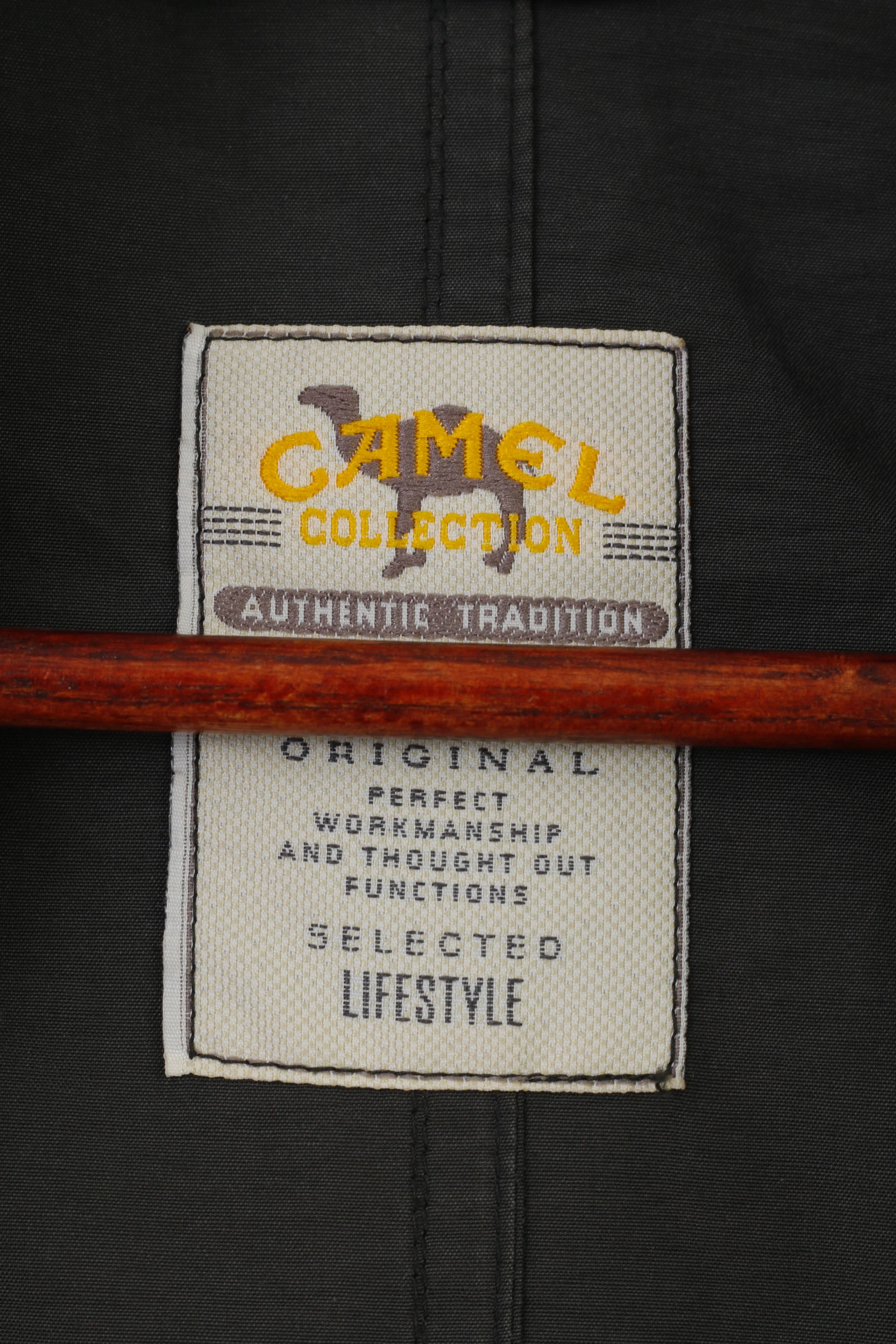 Camel Men 50 XL Jacket Khaki Cotton Vintage Outdoor Double Zipper Retractable Hood Tradition Top - Image 5