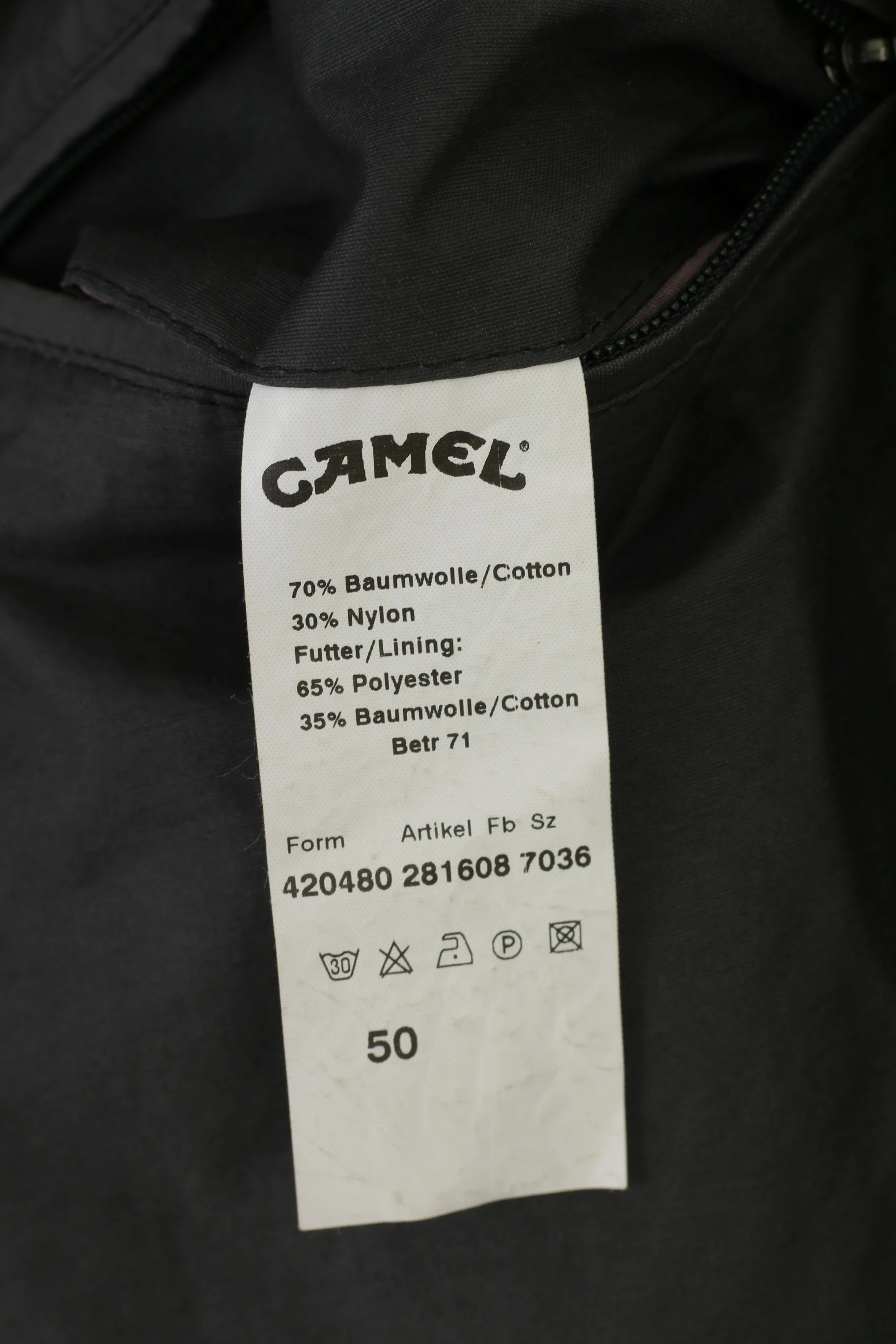 Camel Men 50 XL Jacket Khaki Cotton Vintage Outdoor Double Zipper Retractable Hood Tradition Top - Image 6