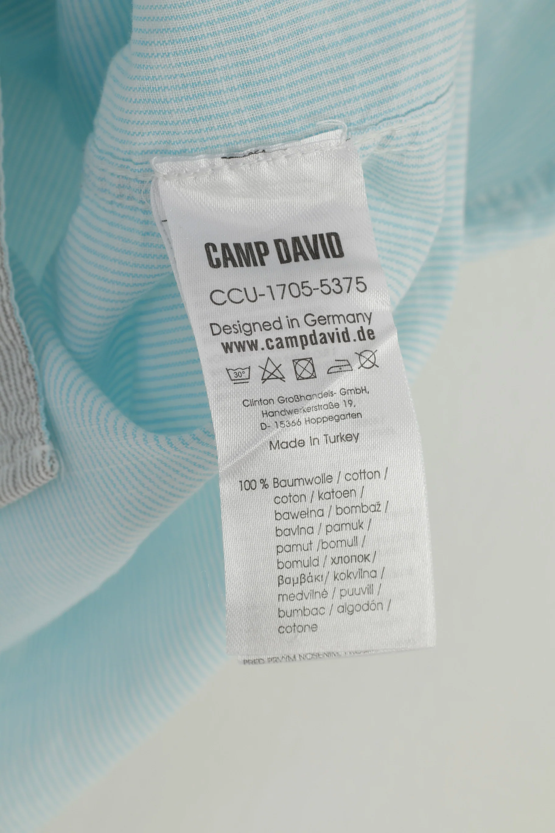 Camp David Men L Casual Shirt Regular Fit Blue Quality Garments Short Sleeve Cotton Striped Top - Image 7