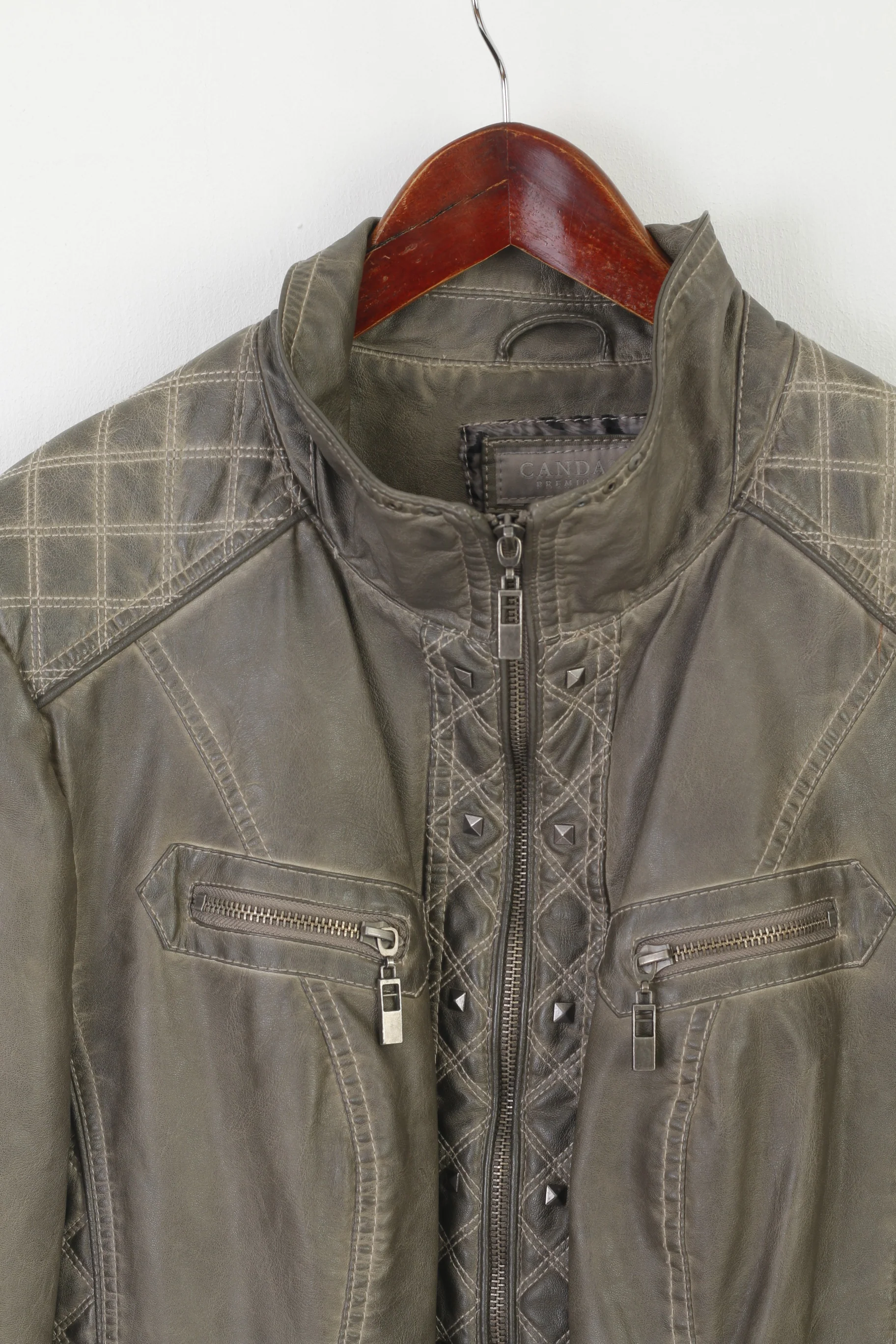 Canada C&A Premium Women 50 XXL Jacket Gray Full Zipper Detailed Biker Top - Image 2