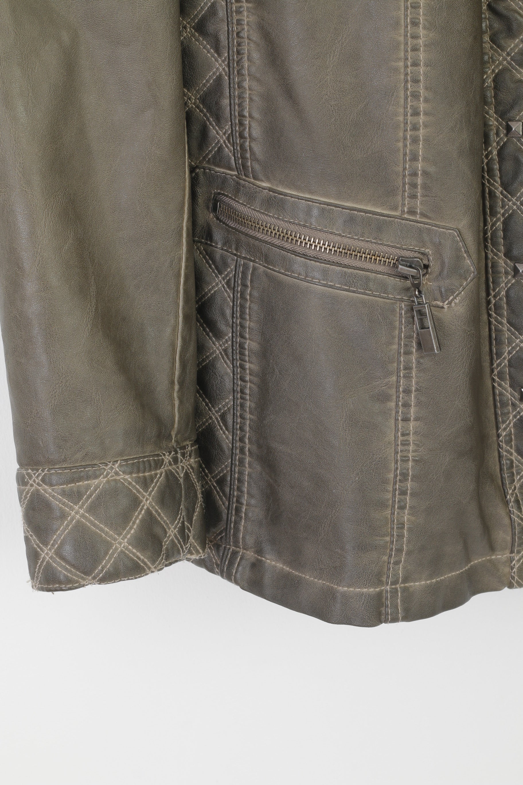 Canada C&A Premium Women 50 XXL Jacket Gray Full Zipper Detailed Biker Top - Image 3