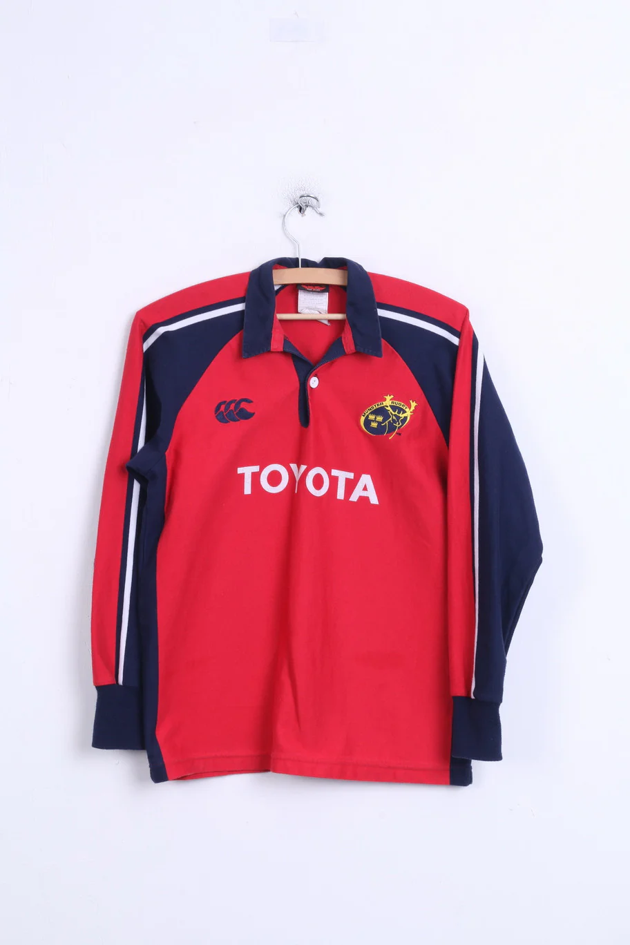 Canterburry Youth 12 Age Polo Shirt Rugby Red Long Sleeve Cotton Top