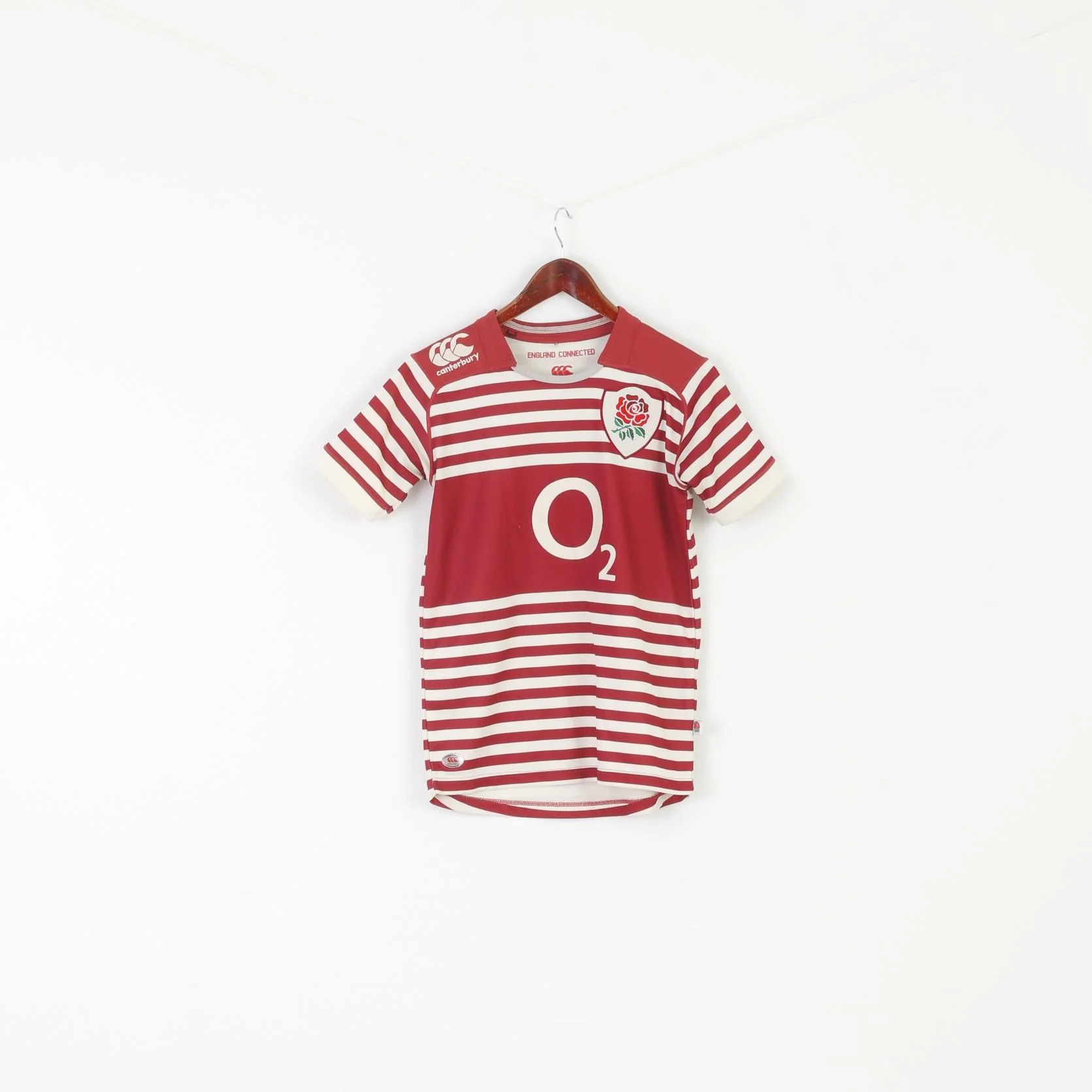 Canterbury England Boys 12 Age Shirt Maroon National Rugby Union Team O2 Jersey Top