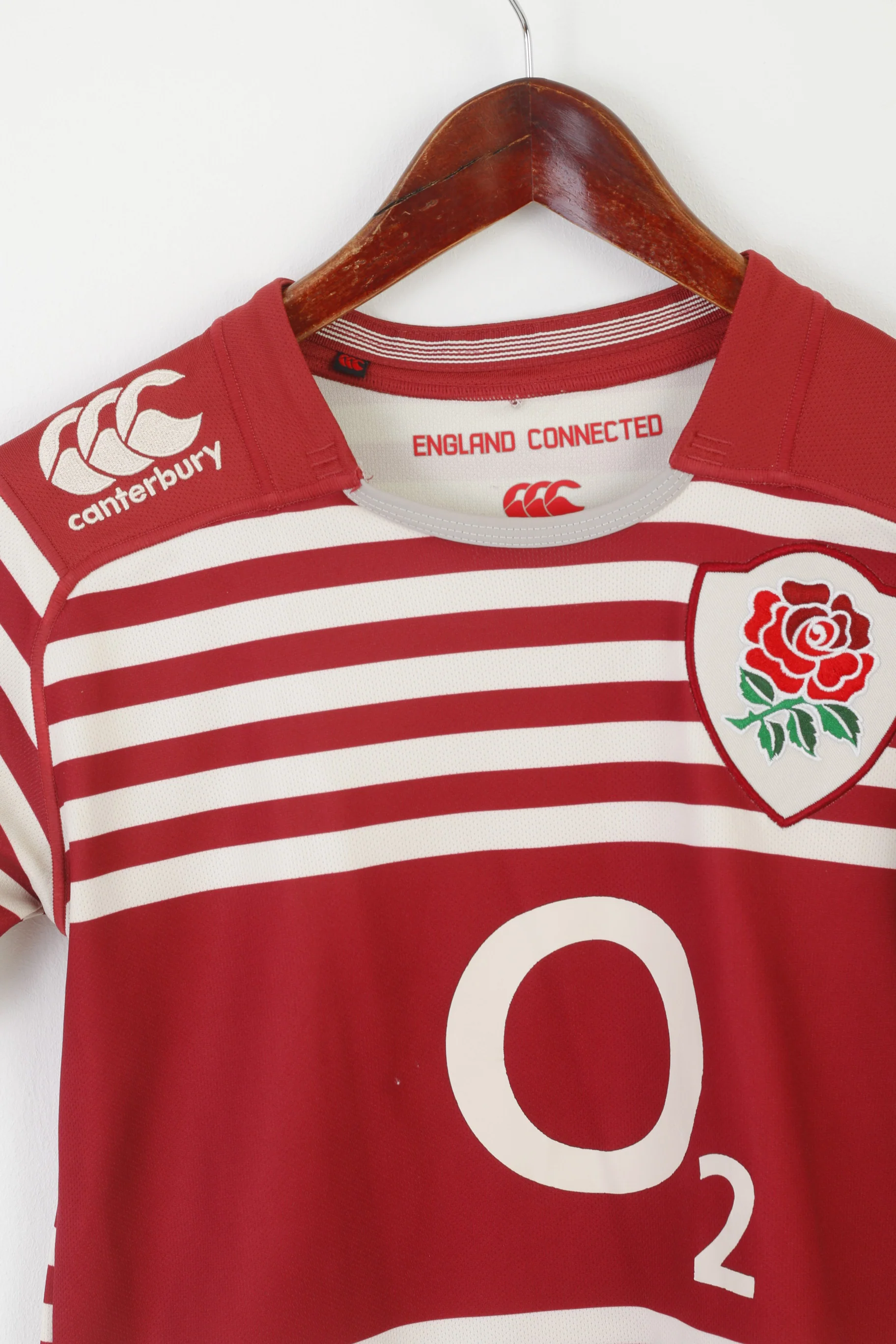 Canterbury England Boys 12 Age Shirt Maroon National Rugby Union Team O2 Jersey Top - Image 2