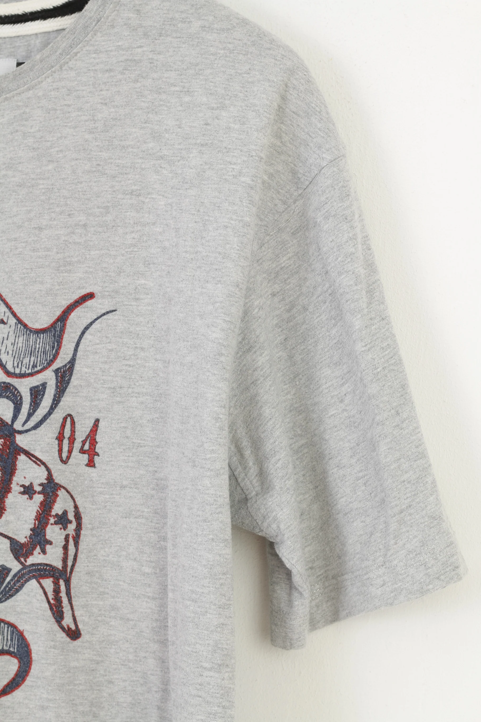 Canterbury Men L T-Shirt Grey Cotton Original Rugby Crew Neck - Image 3