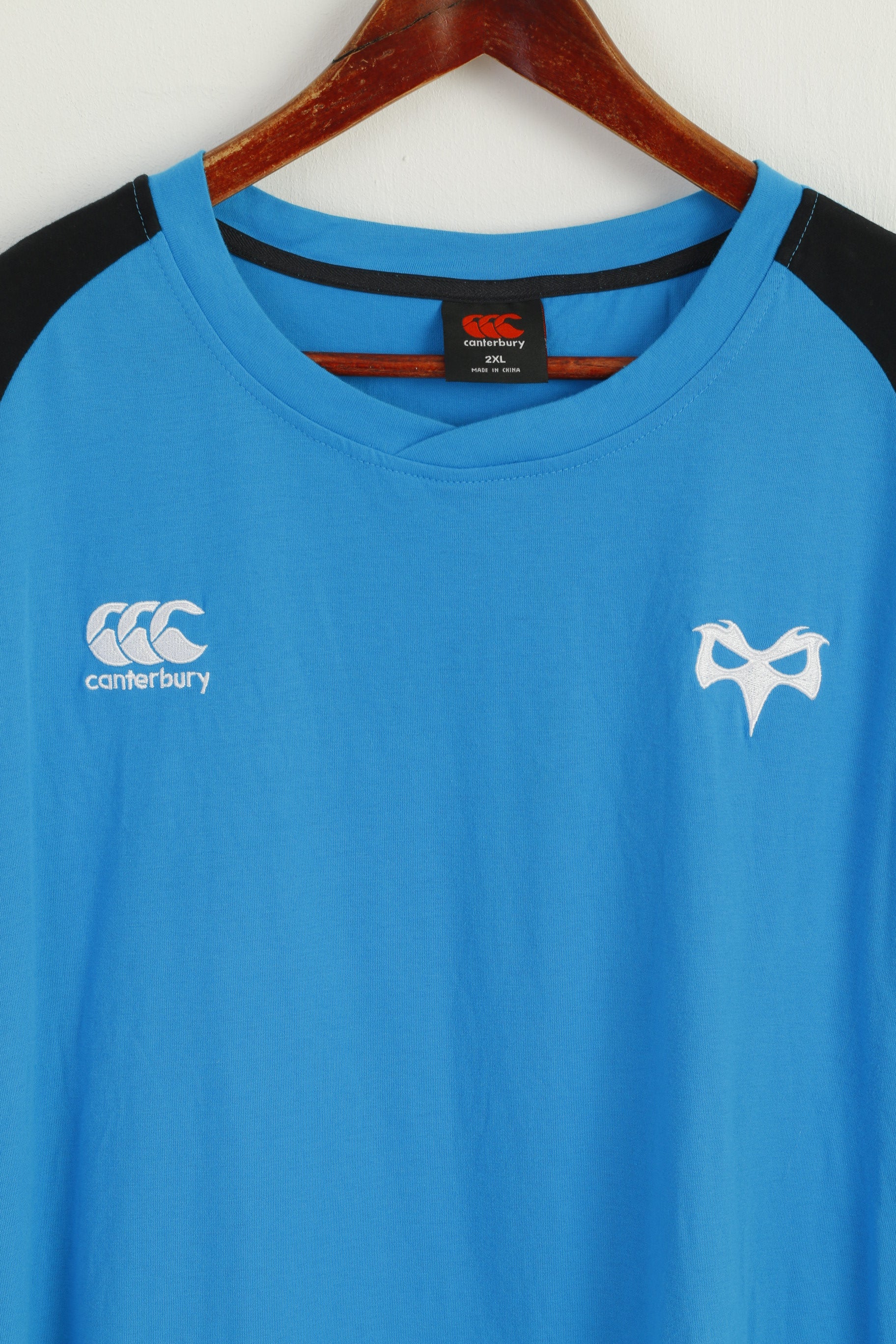 Canterbury Men XXL Shirt Blue Cotton OSPREYS Rugby Lovell New Zealand Sport Top - Image 2