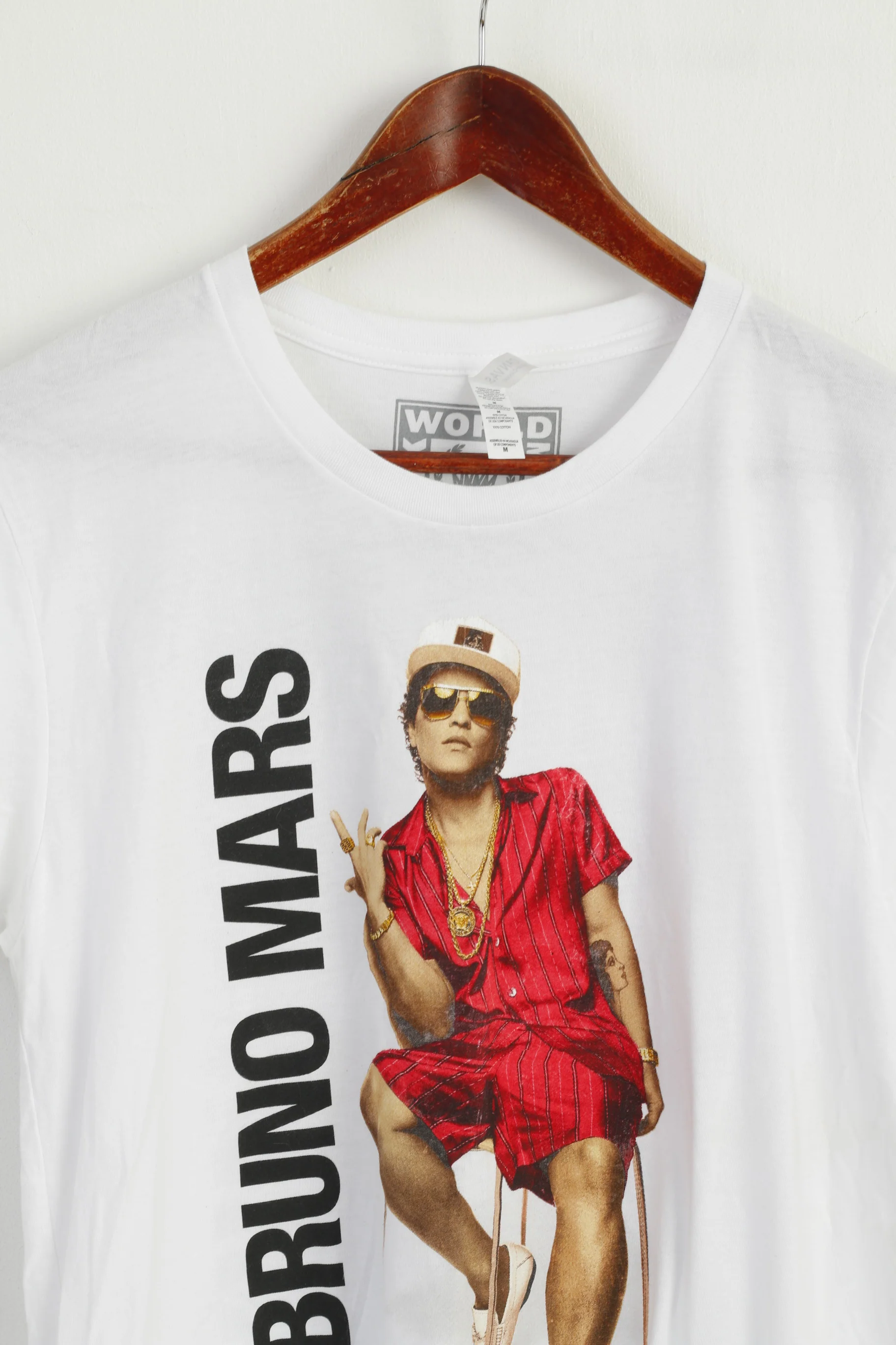 Canvas Men M Shirt White Cotton Bruno Mars World Magic Tour 24K Unisex Top - Image 2
