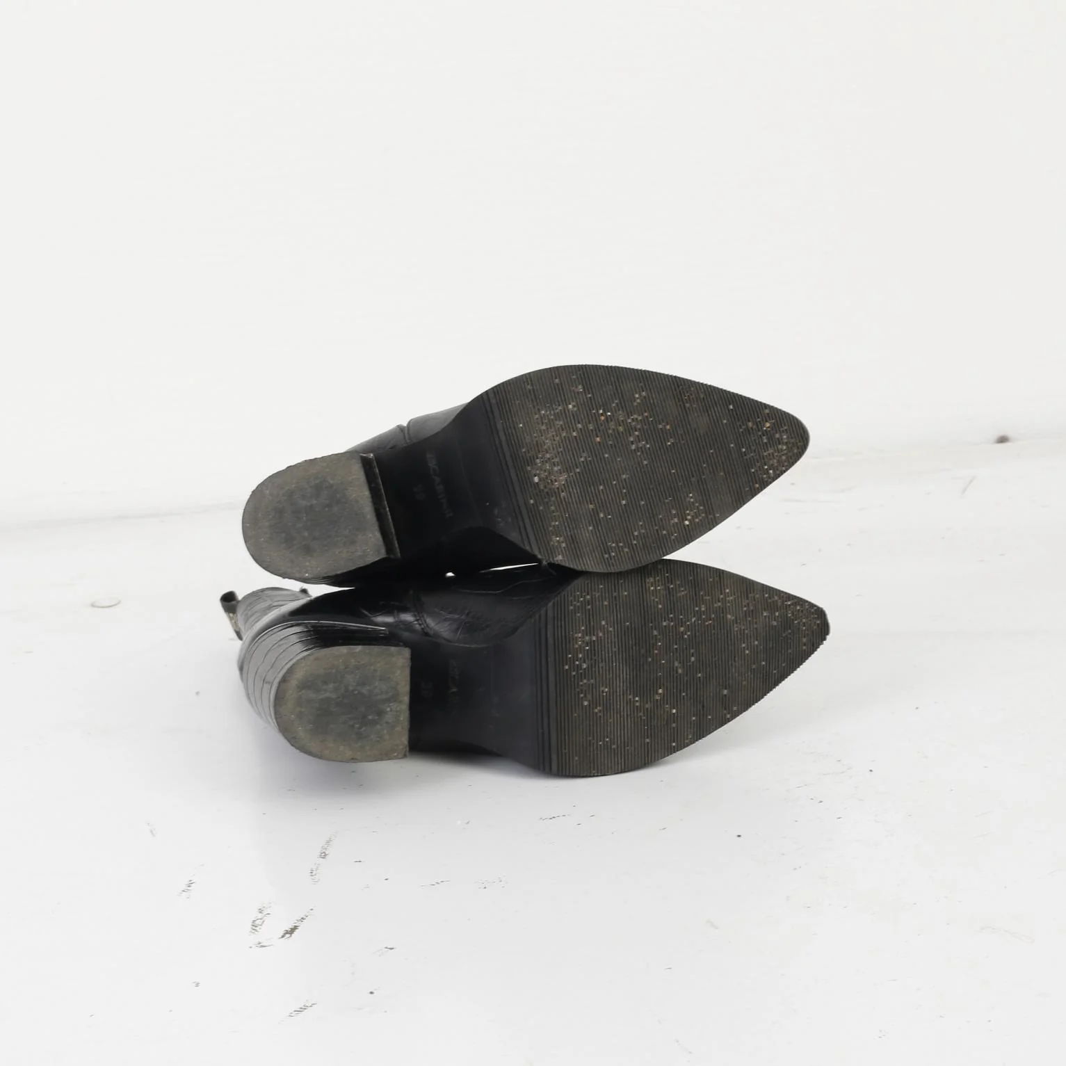 Carinii Women 39 Heeled Booties Black Leather Shiny Snake Shoes - Image 7