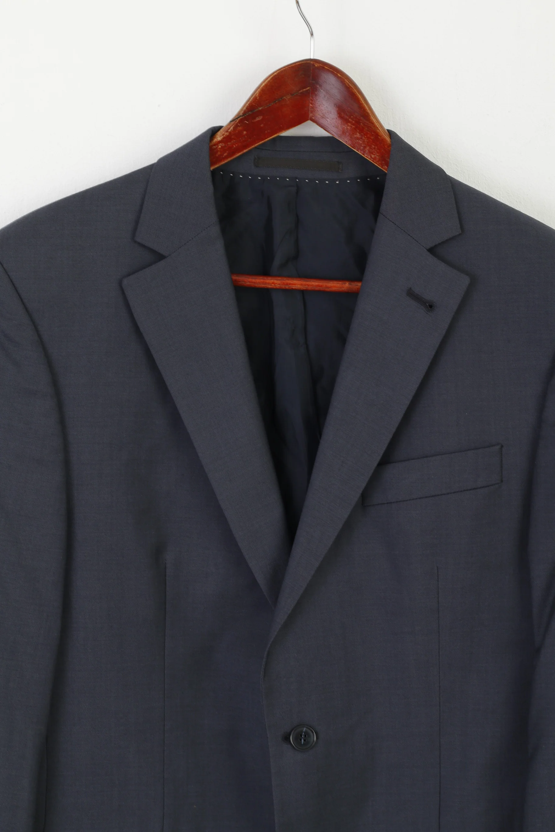 Carl Gross Men 48 38 Blazer Navy Wool Vintage Super 130 Single Breasted Jacket - Image 2