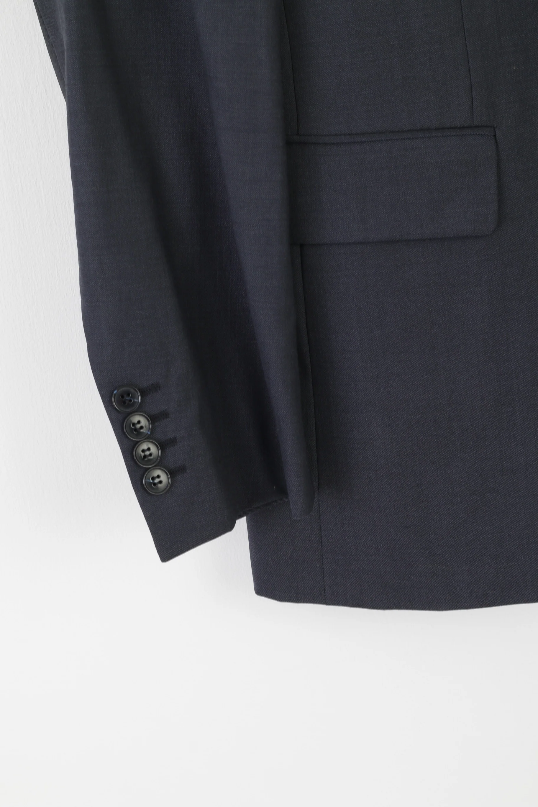 Carl Gross Men 48 38 Blazer Navy Wool Vintage Super 130 Single Breasted Jacket - Image 3