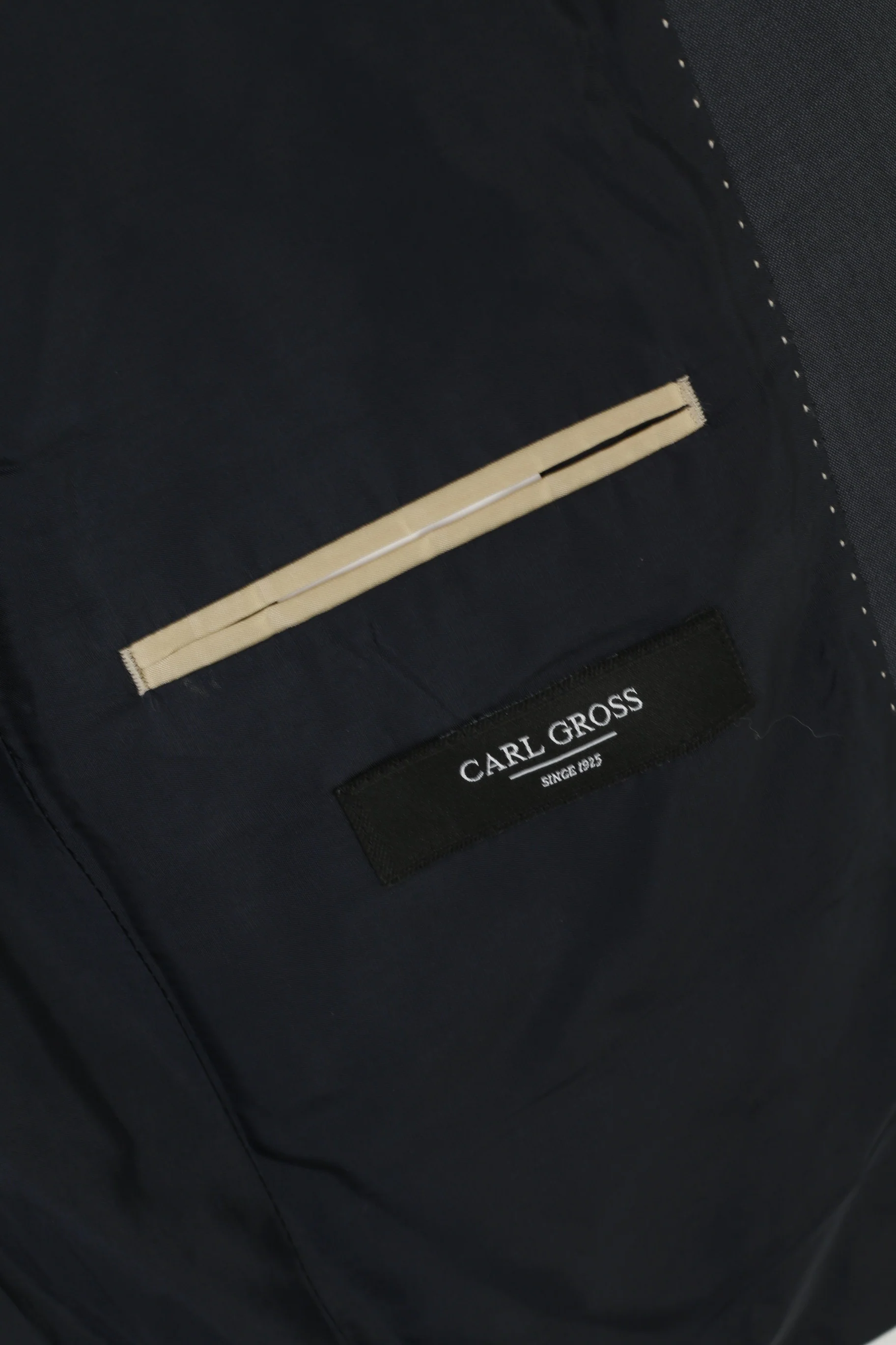 Carl Gross Men 48 38 Blazer Navy Wool Vintage Super 130 Single Breasted Jacket - Image 4