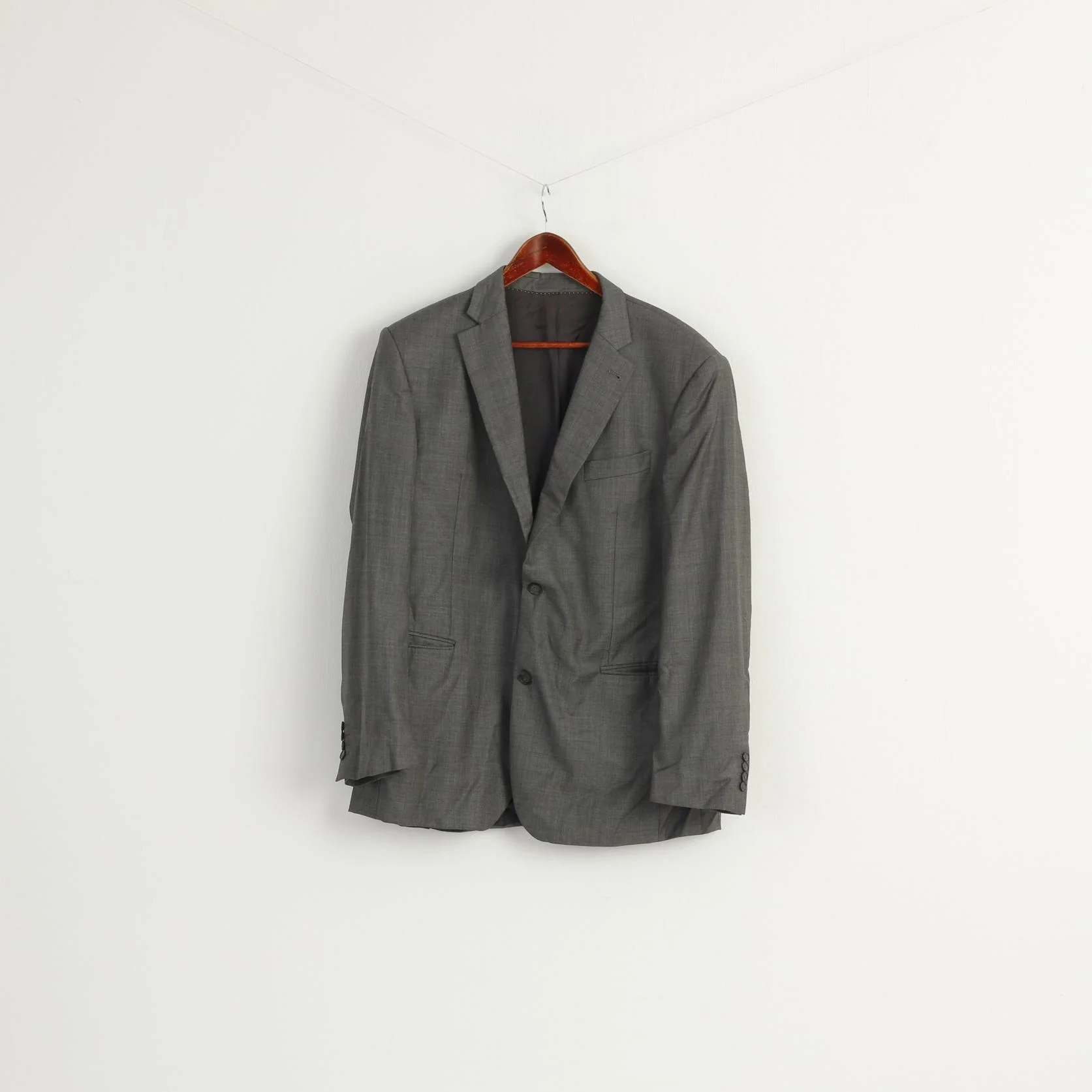 Carl Gross Men 54 44 Blazer Grey Loro Piana Wool 150's Vintage Single Breasted Jacket - Image 2
