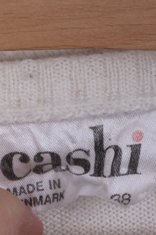 CASHI Womens 38 M Jumper Sweater Beige Striped Crew Neck - Image 3