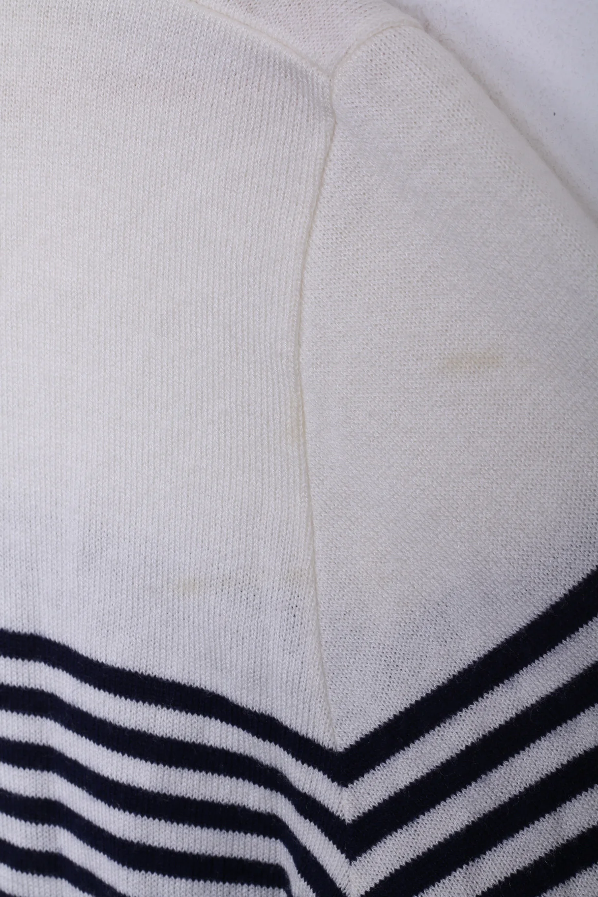 CASHI Womens 38 M Jumper Sweater Beige Striped Crew Neck - Image 6