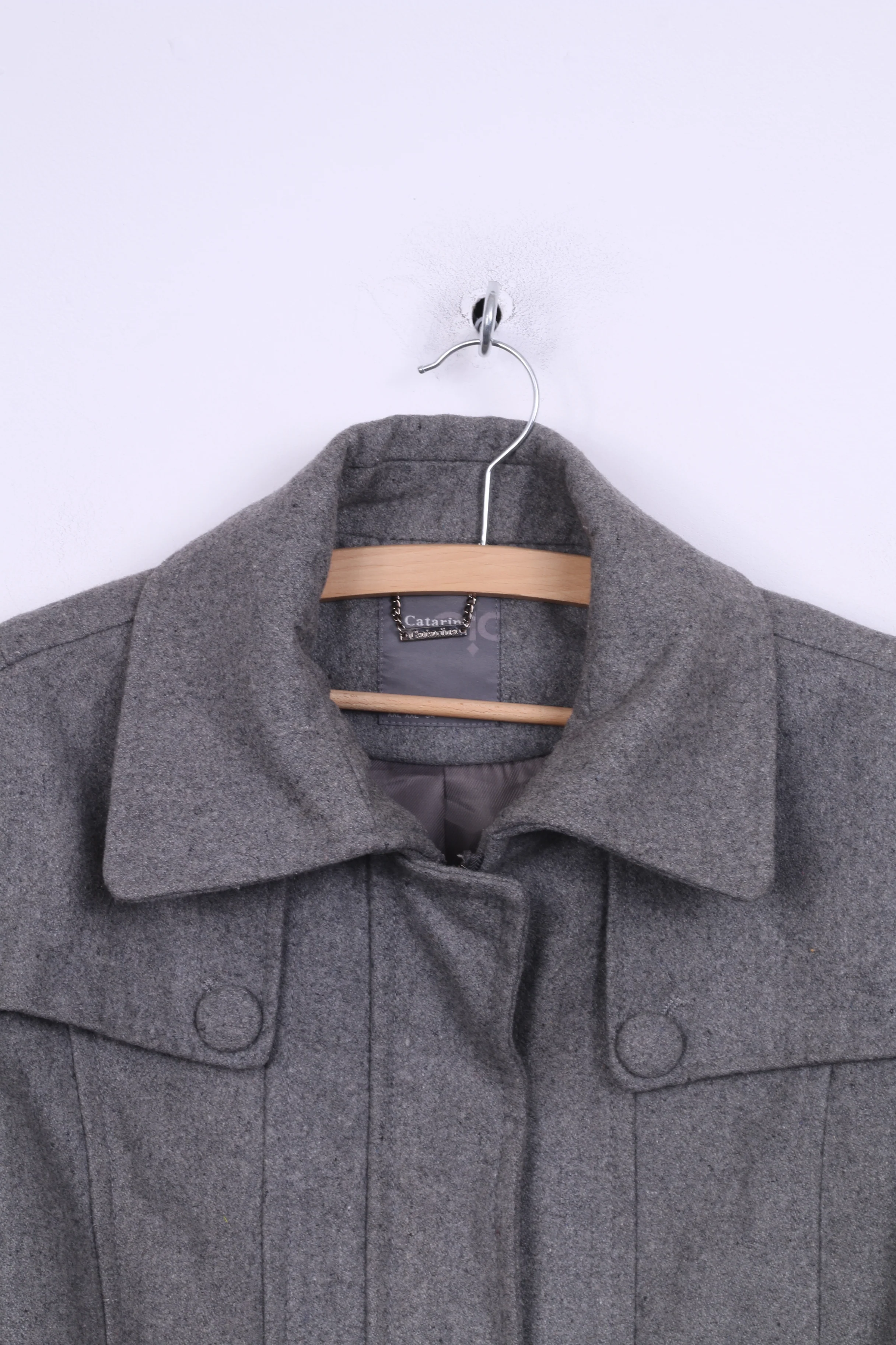 Catarina Womens XXL Jacket Grey Winter Wool Nylon Full Zipper - Image 2