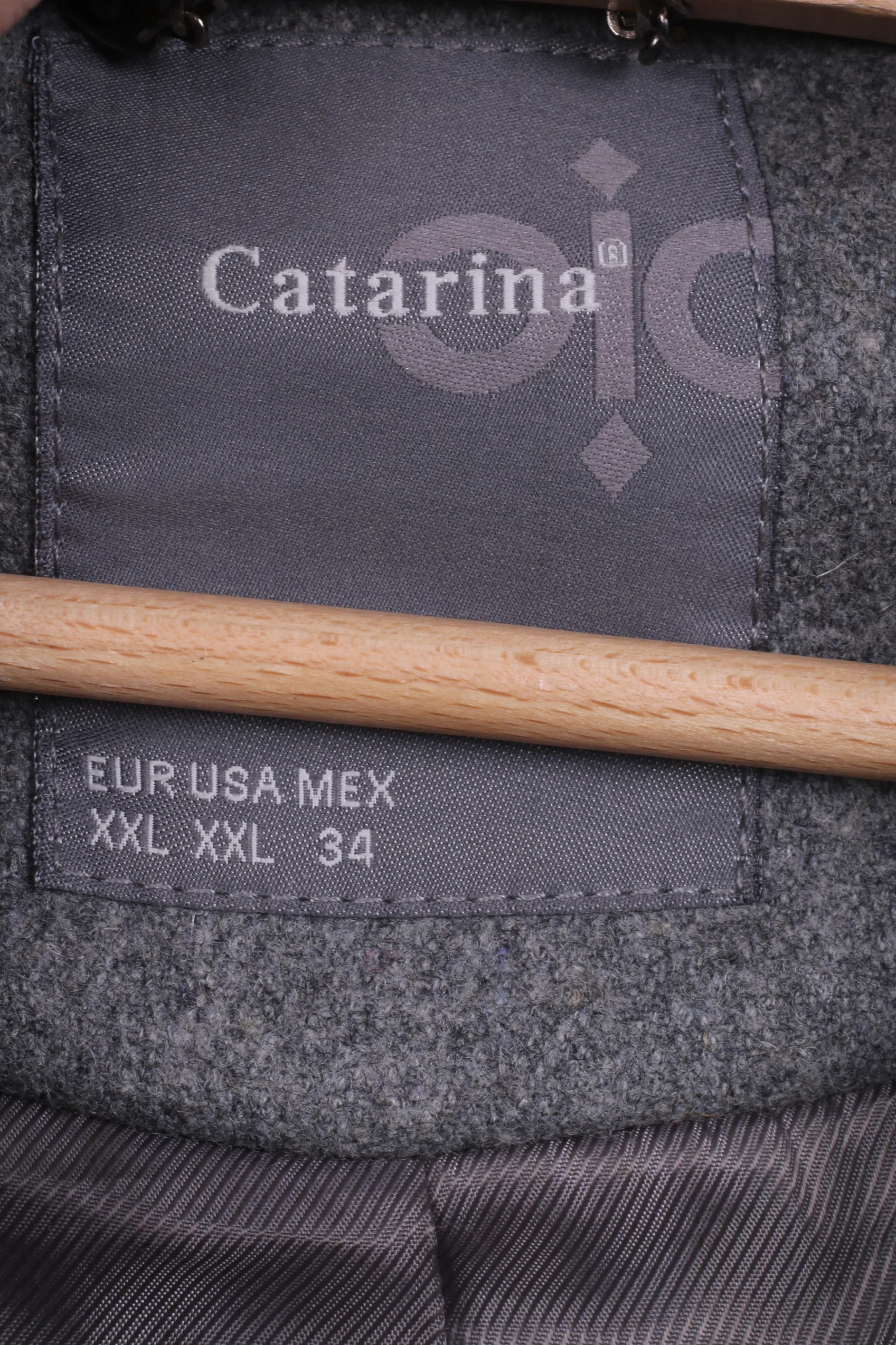 Catarina Womens XXL Jacket Grey Winter Wool Nylon Full Zipper - Image 4