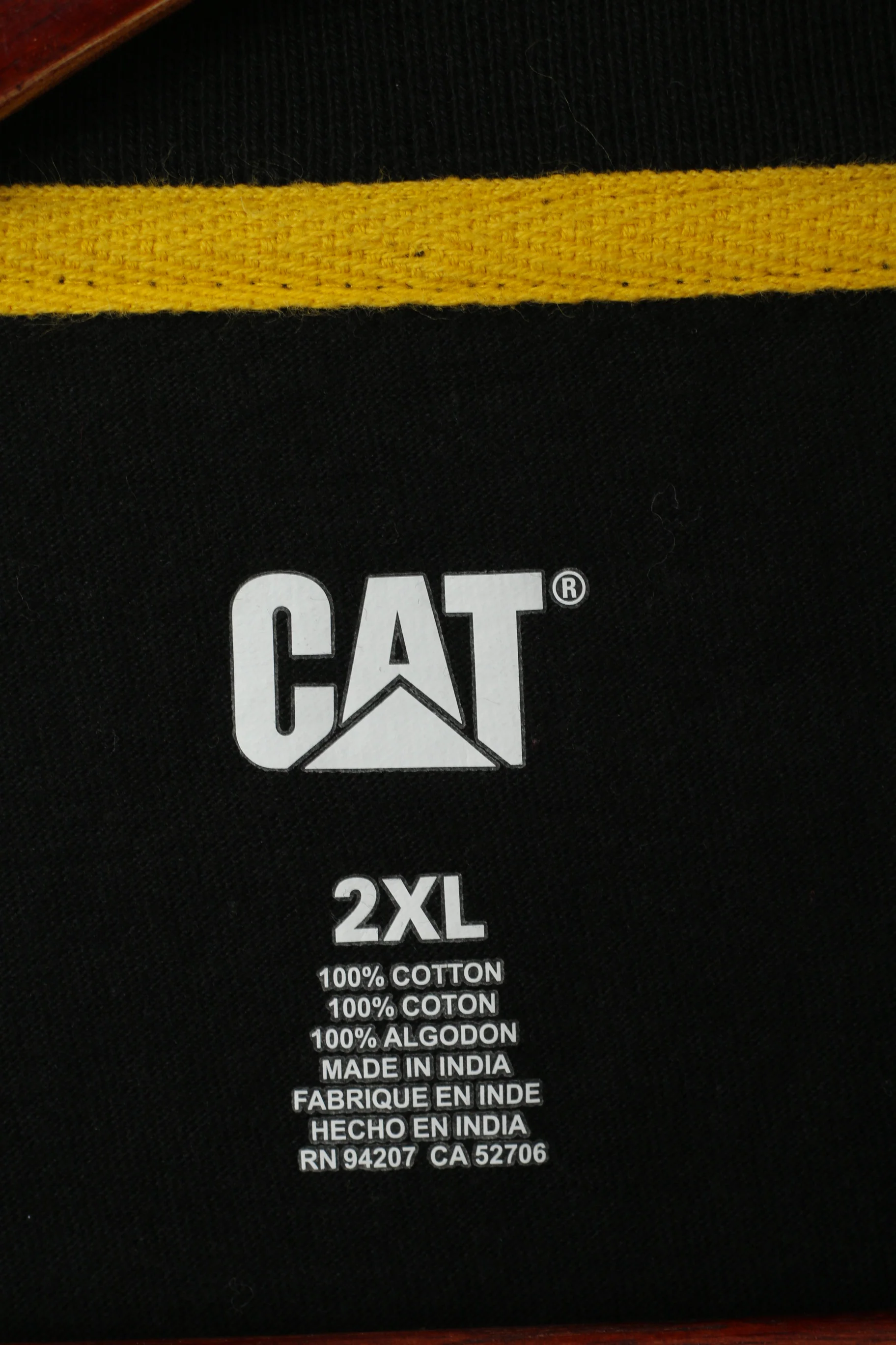 Caterpillar Cat Men 2XL Shirt Long Sleeve Black Yellow Graphic Cotton Top - Image 5