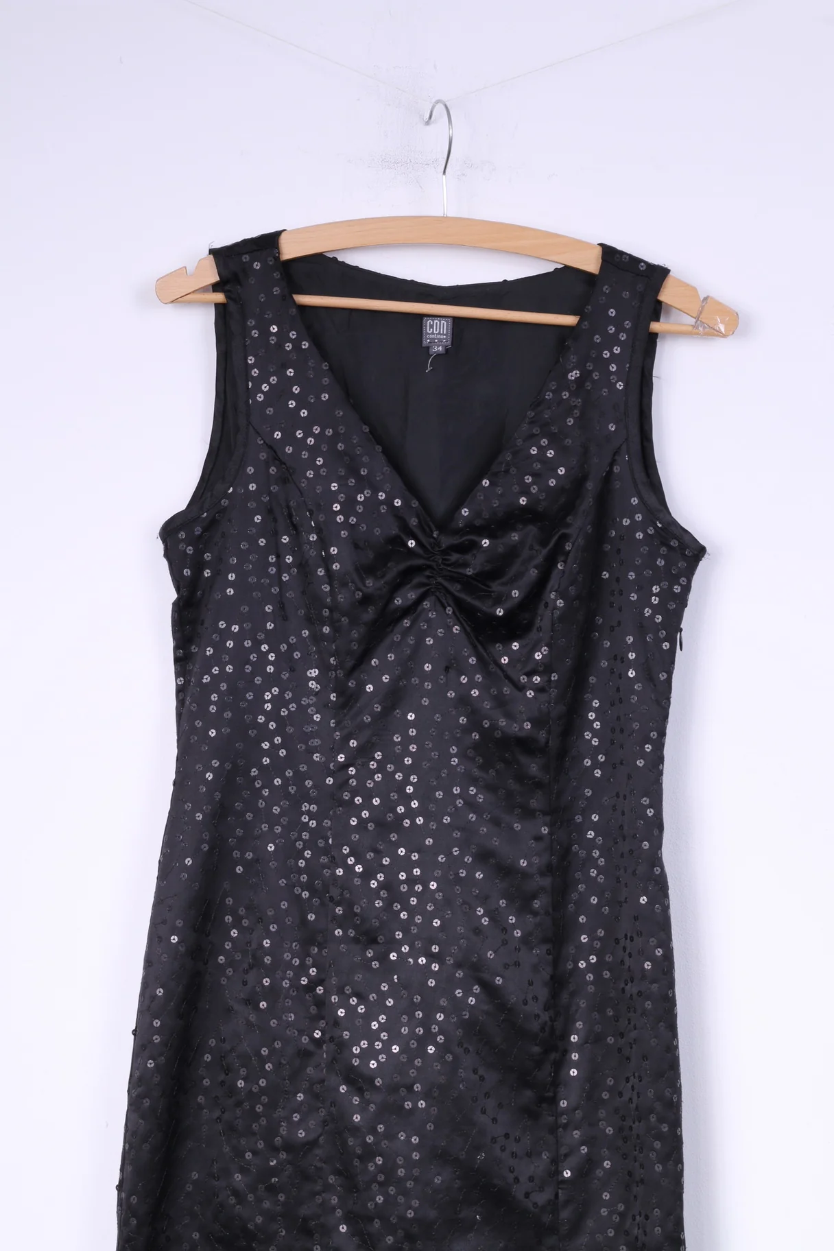 CDN Continue Womens 34 Xs Mini Dress V Neck Sequins Sleeveless Shiny - Image 2