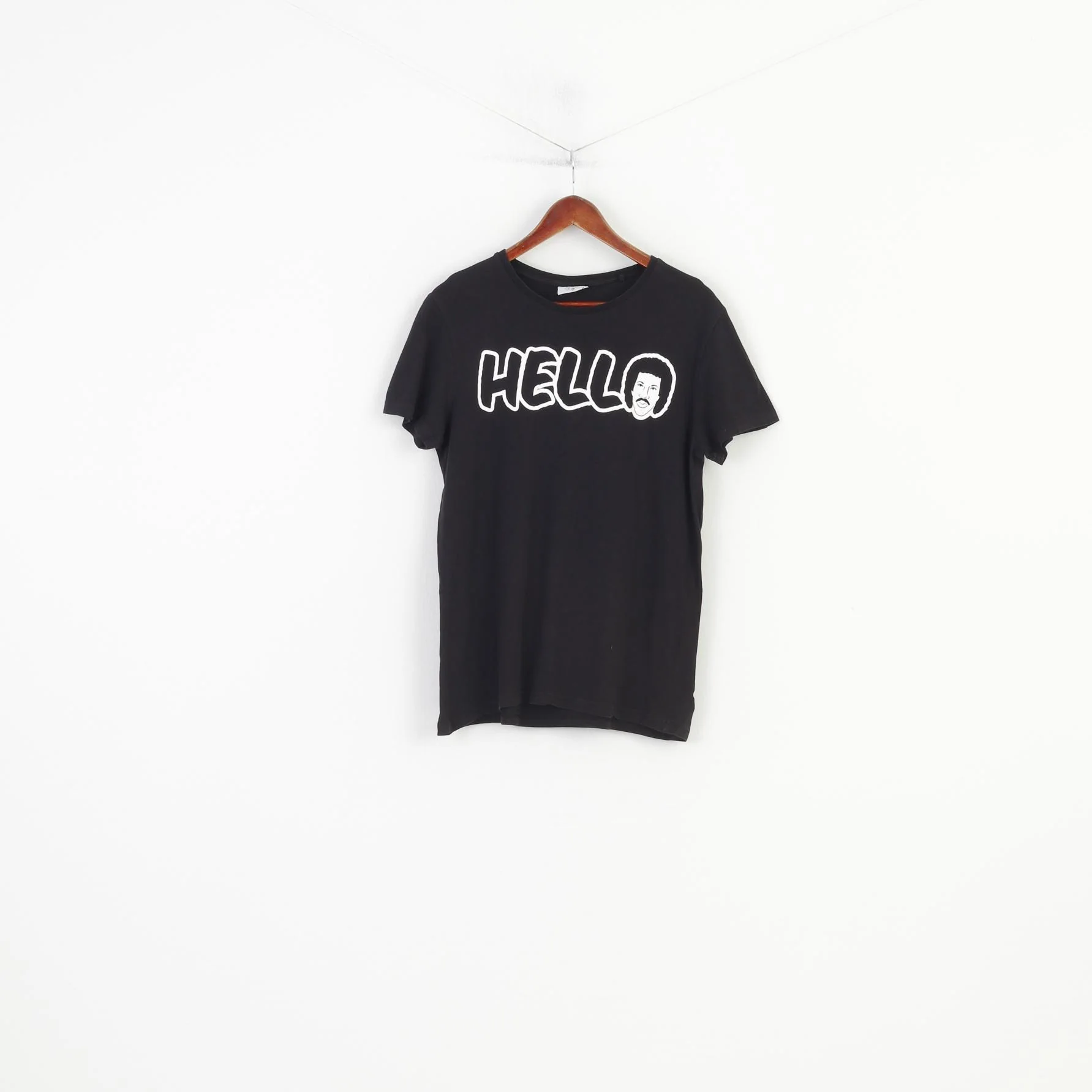 Cedar Wood State Women L T-Shirt Graphic Cotton Lionel Richie Black Hello Short Sleeve Top