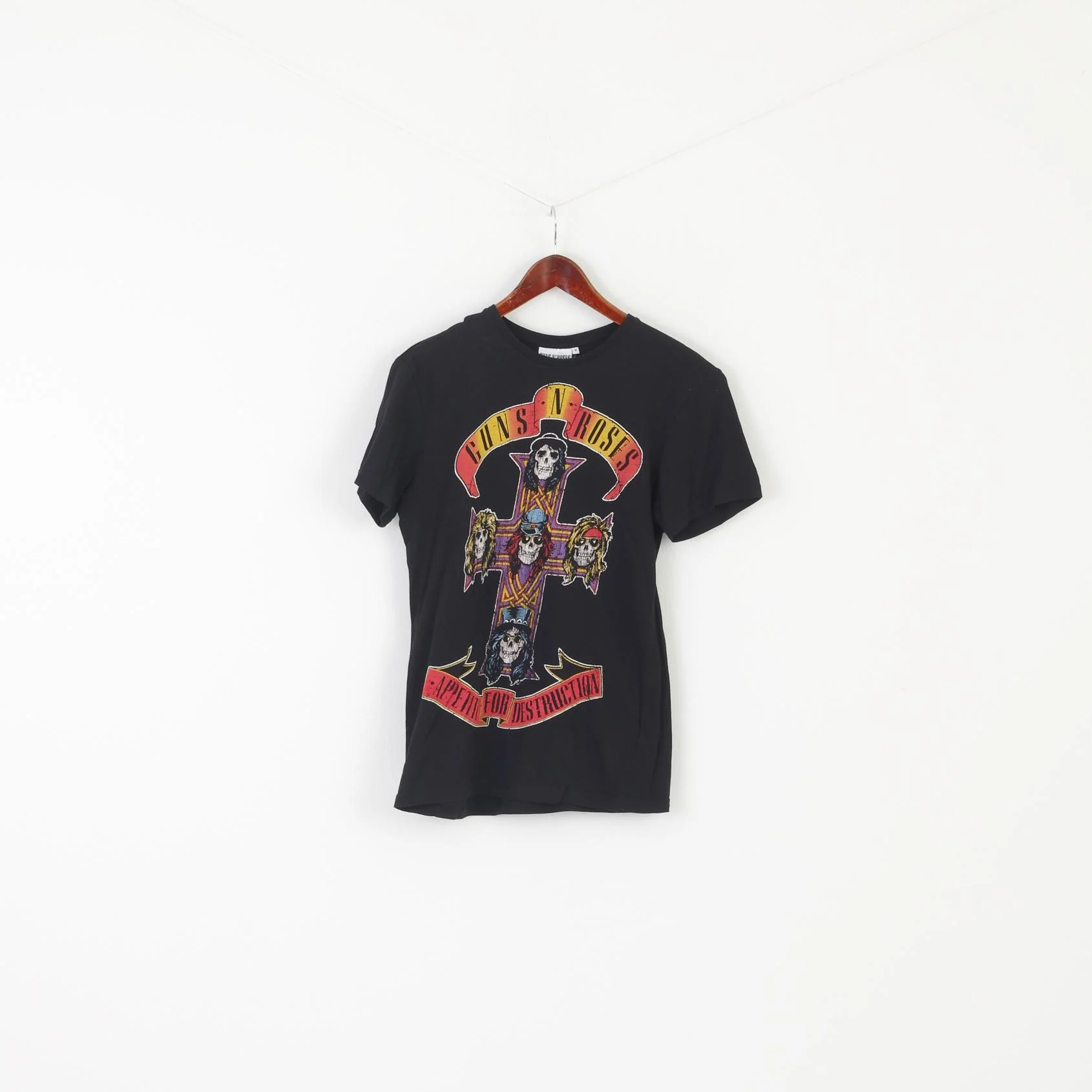 Cedar Wood State Women M Shirt Black Cotton Guns N' Roses Graphic Top