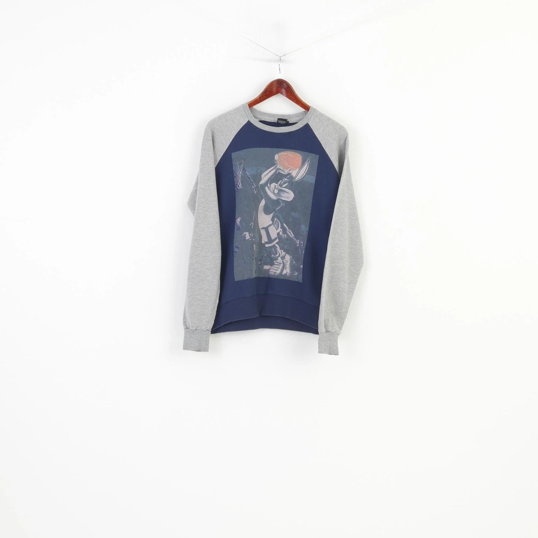 Cedar Wood State Women XL Sweatshirt Grey Navy Cotton Looney Tunes Bunny Crew Neck Vintage Top