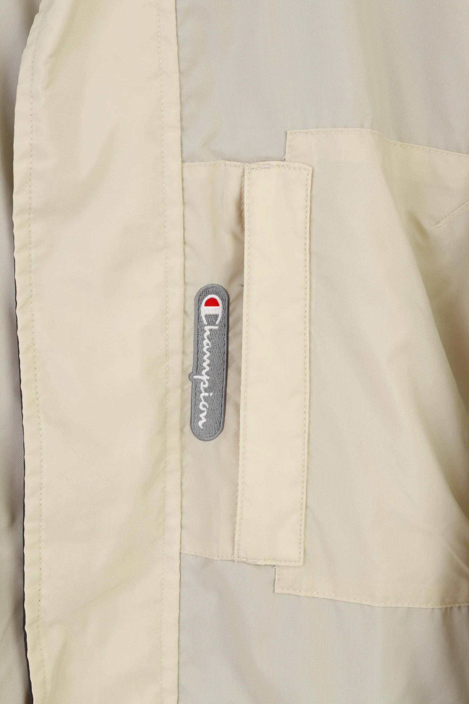 Champion Men L Jacket Beige Full Zipper  Nylon Vintage Pockets Outwear  Top - Image 4